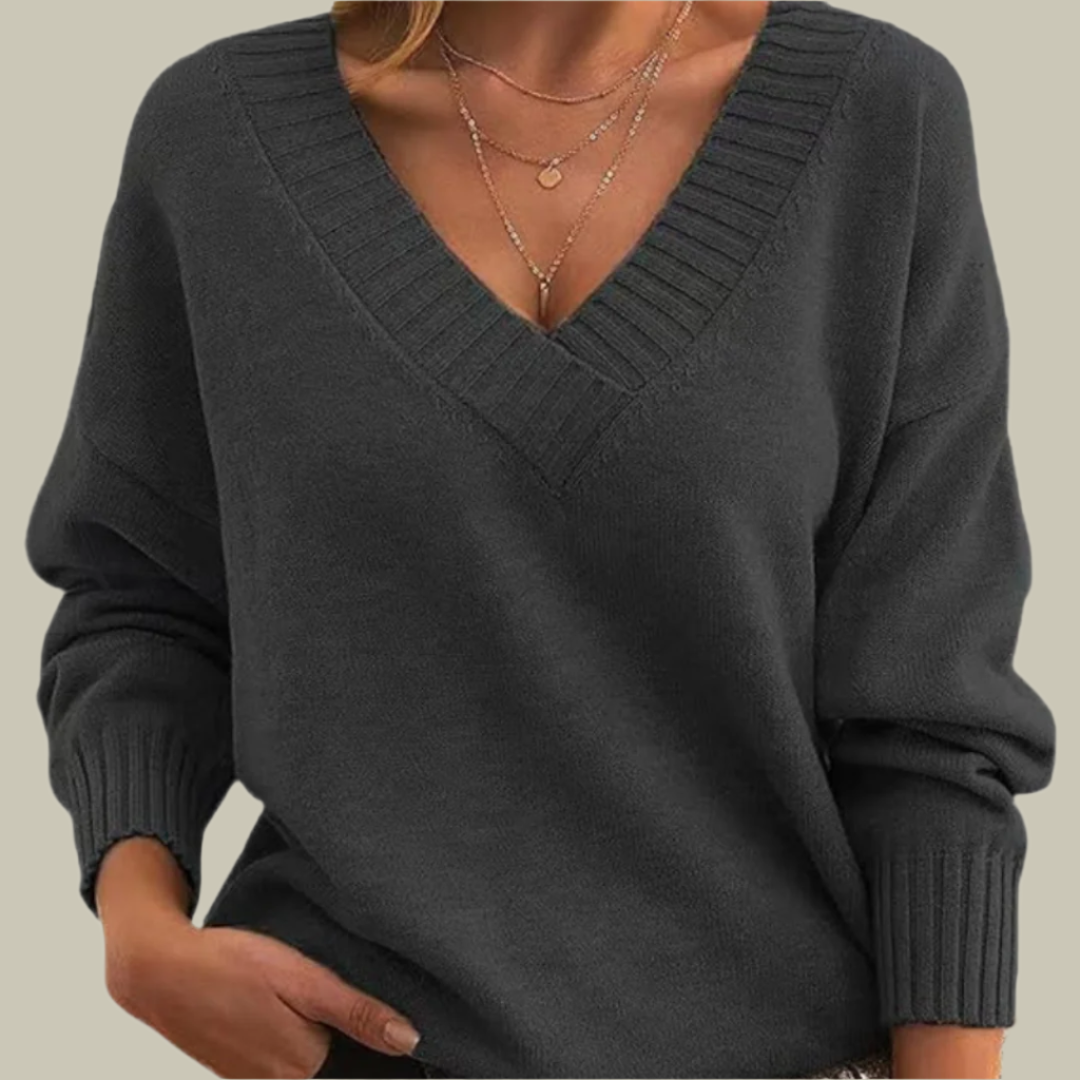 Chic V-Neck Pure Cashmere Sweater