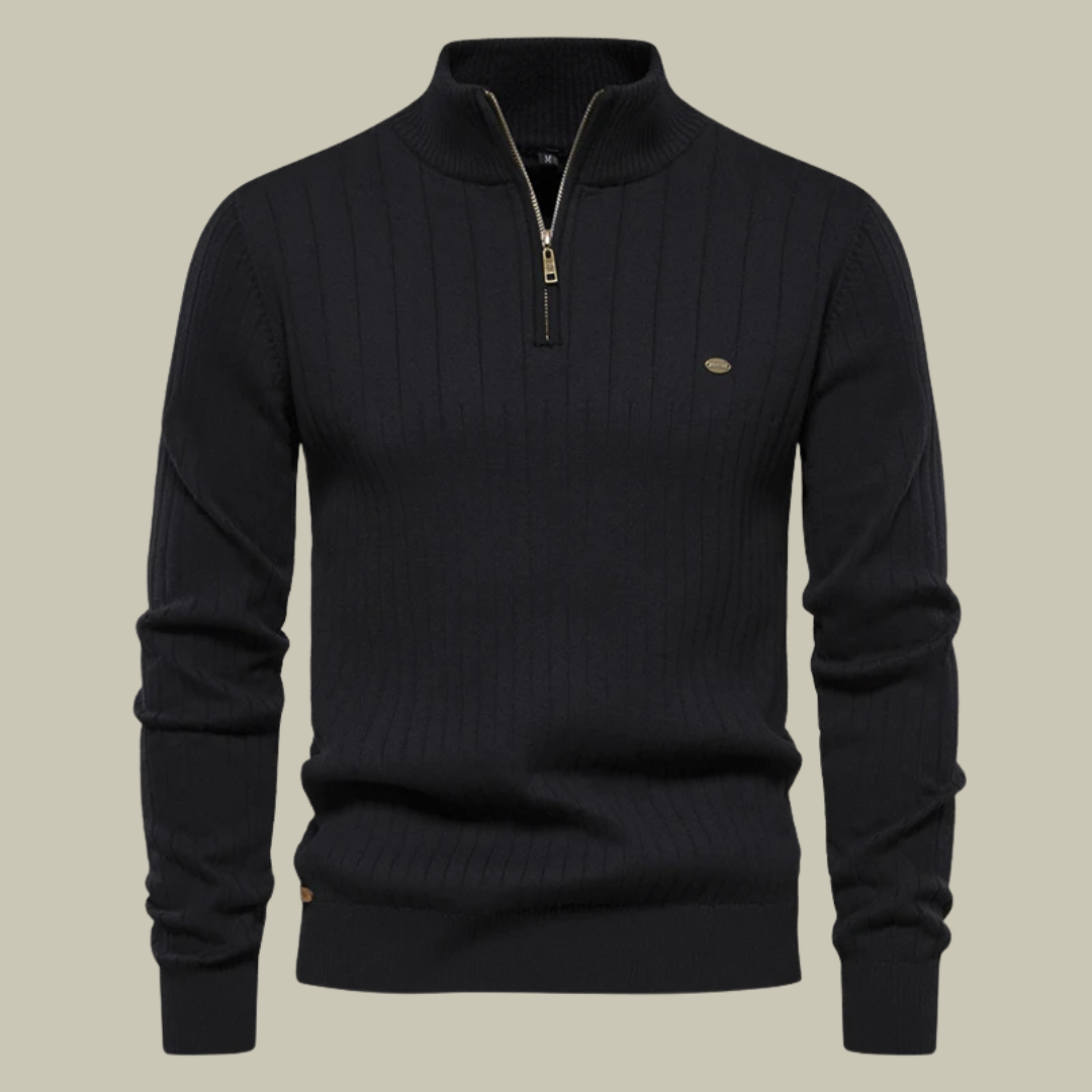 Lux & Classy • Men's Half Zip Ribbed Sweater