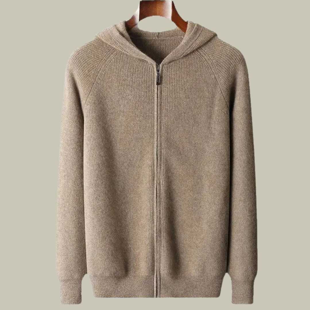 Lux Classy Pure Cashmere Hooded Cardigan for Men