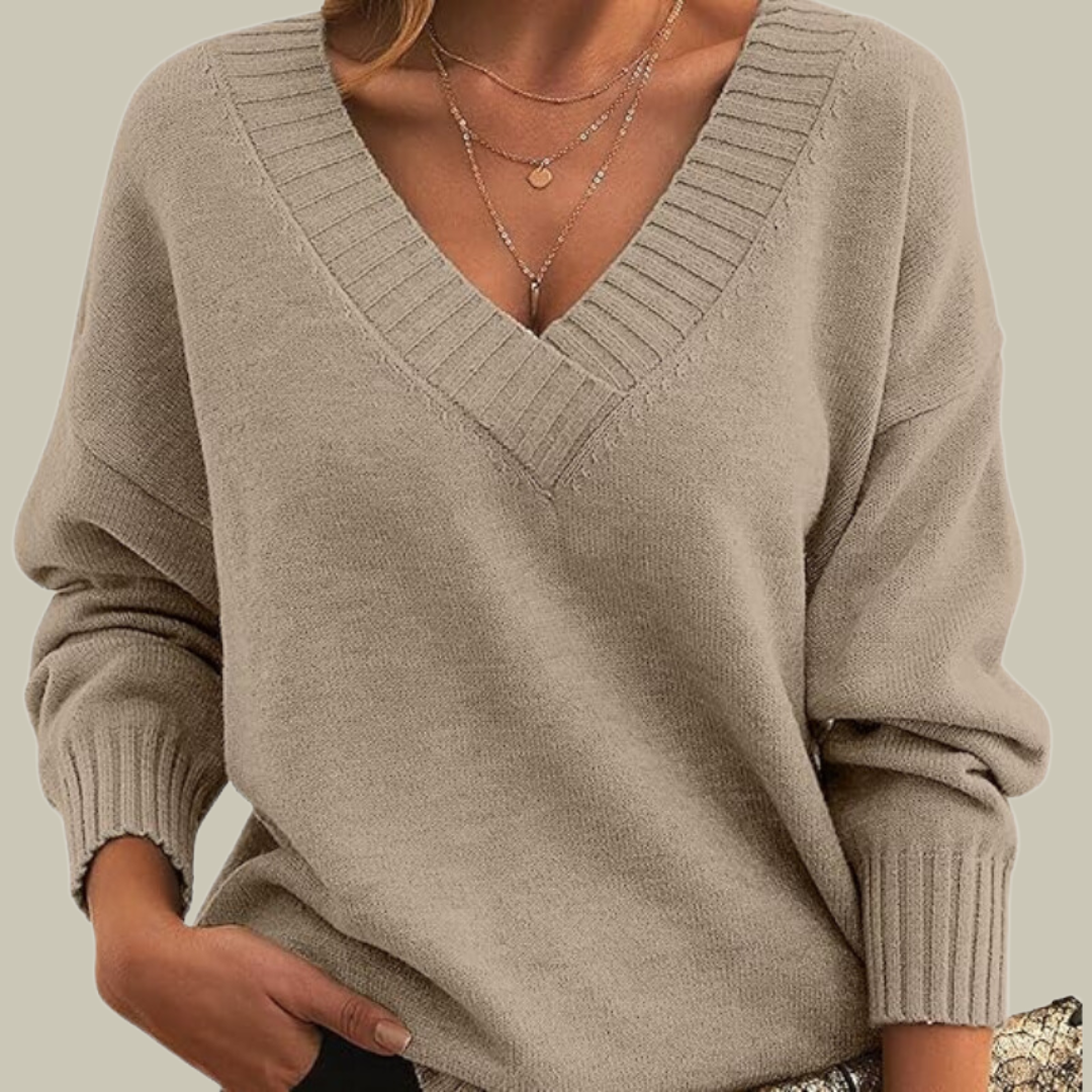 Chic V-Neck Pure Cashmere Sweater