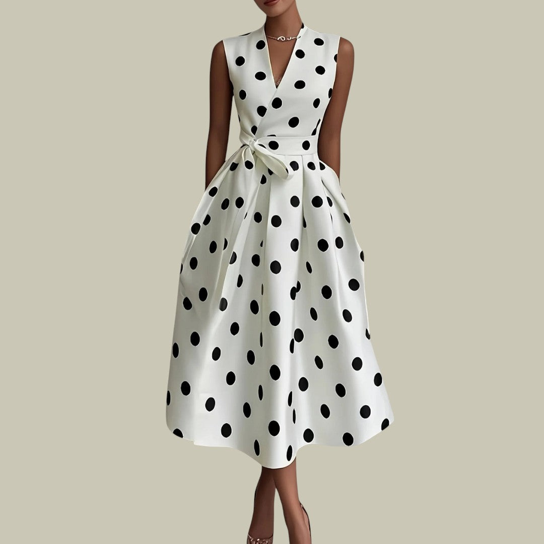 Womens Polka Dot Midi Dress