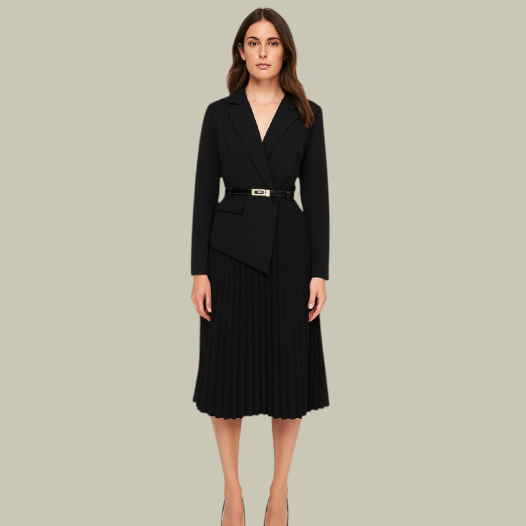 Womens Blazer Dress Pleated Formal