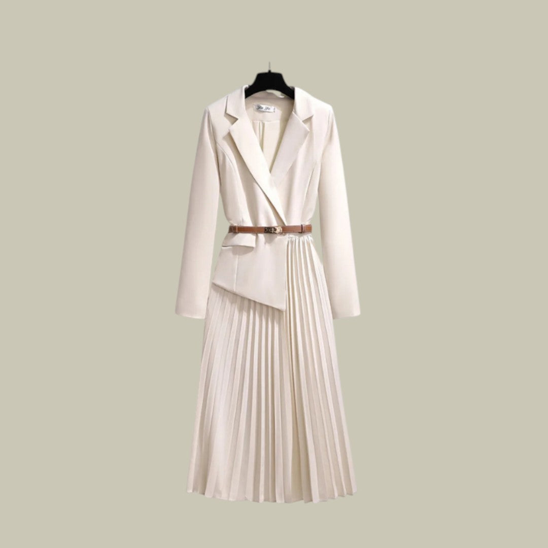 Womens Blazer Dress Pleated Formal