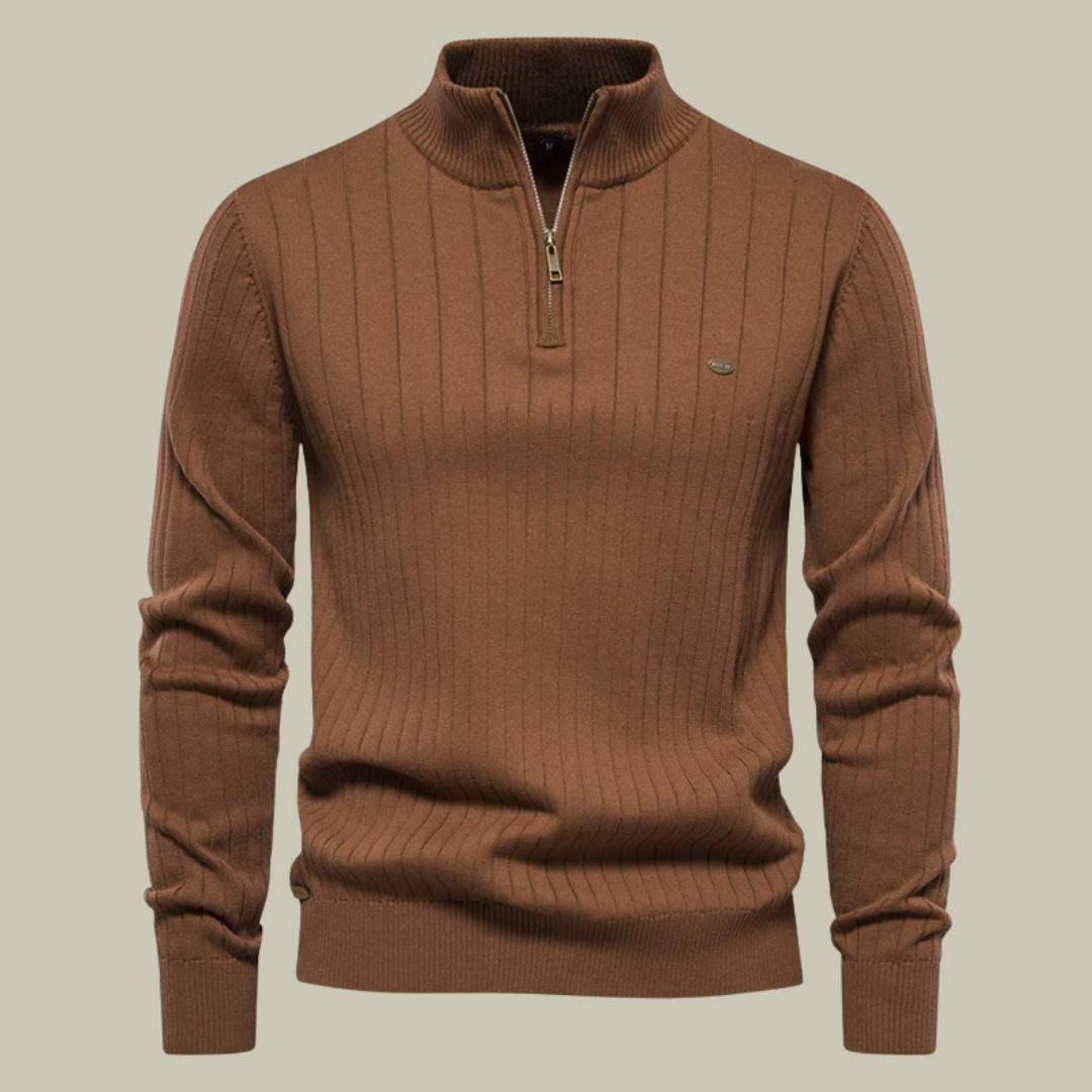 Lux & Classy • Men's Half Zip Ribbed Sweater