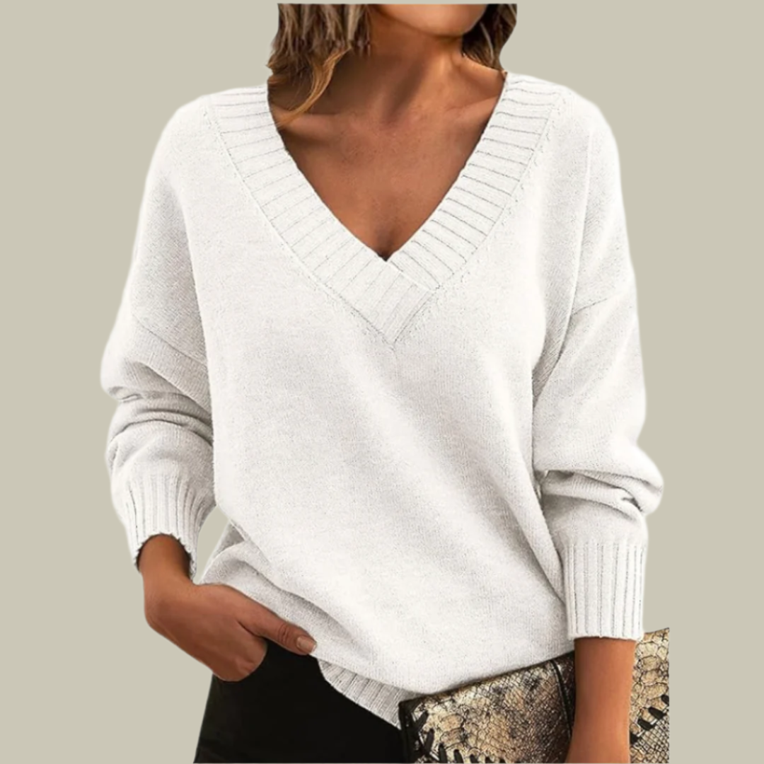 Chic V-Neck Pure Cashmere Sweater