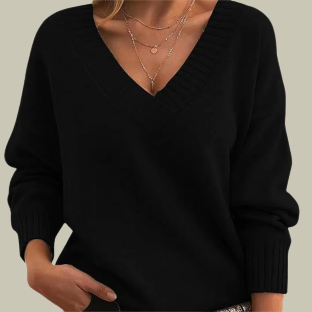 Chic V-Neck Pure Cashmere Sweater