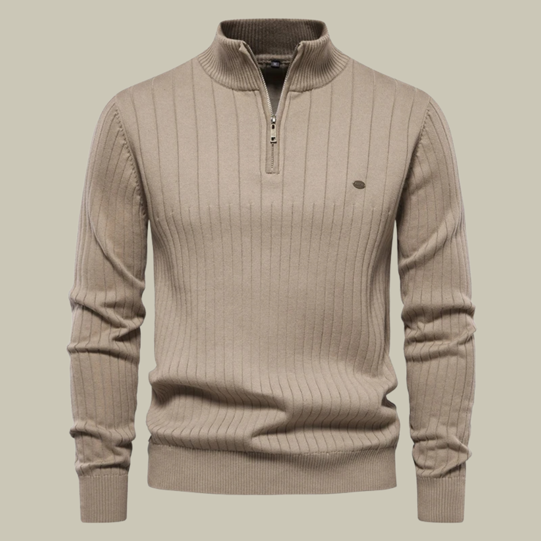 Lux & Classy • Men's Half Zip Ribbed Sweater