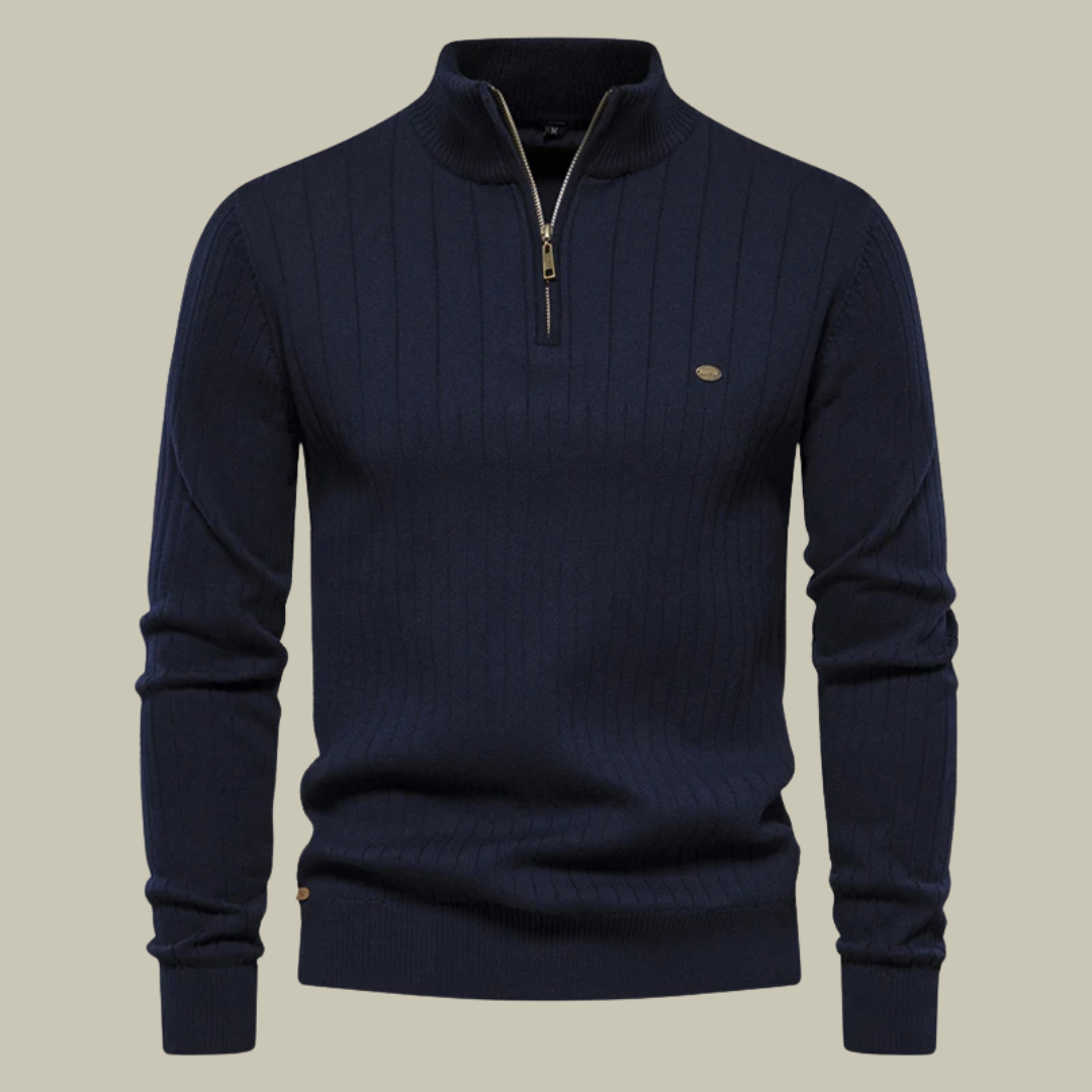 Lux & Classy • Men's Half Zip Ribbed Sweater