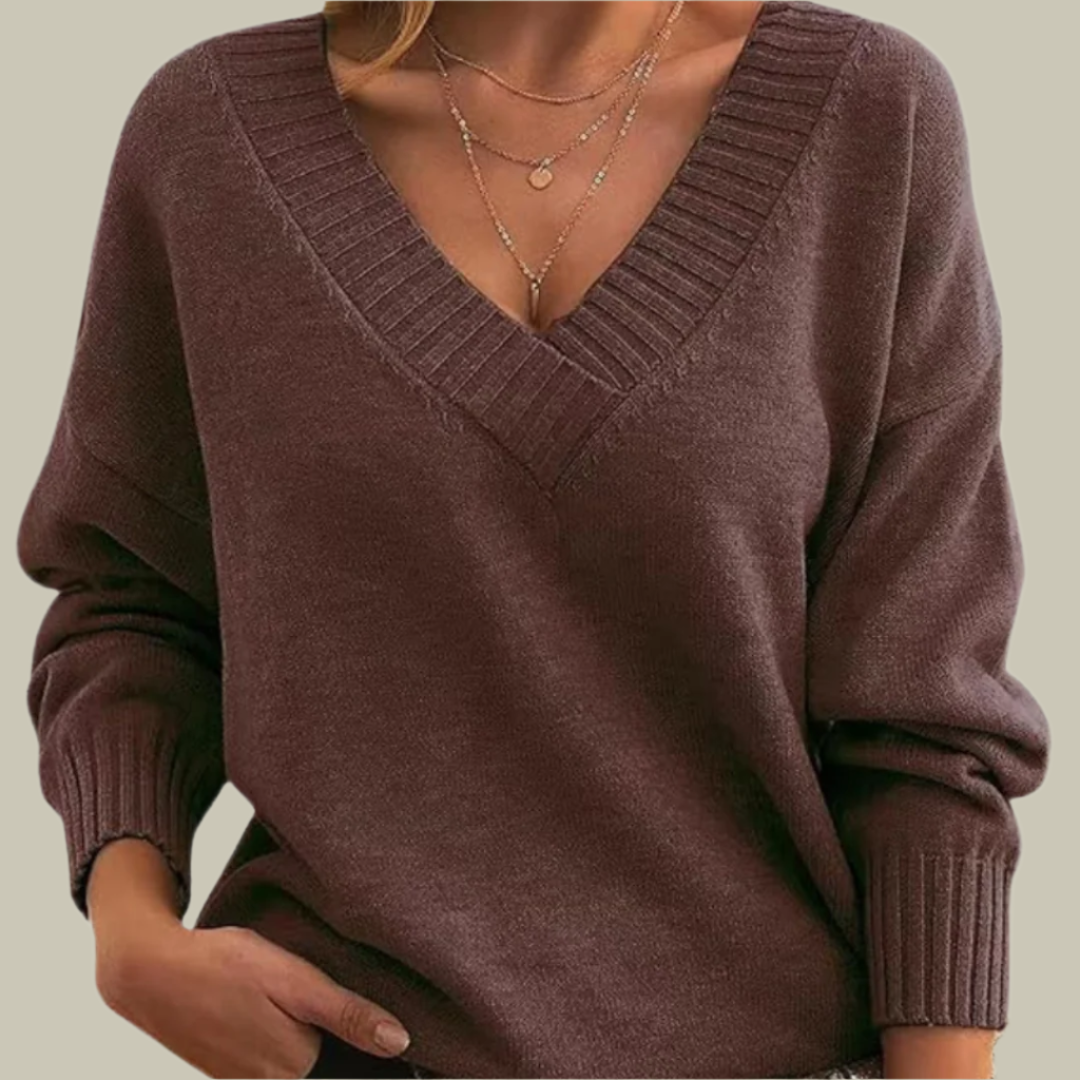 Chic V-Neck Pure Cashmere Sweater