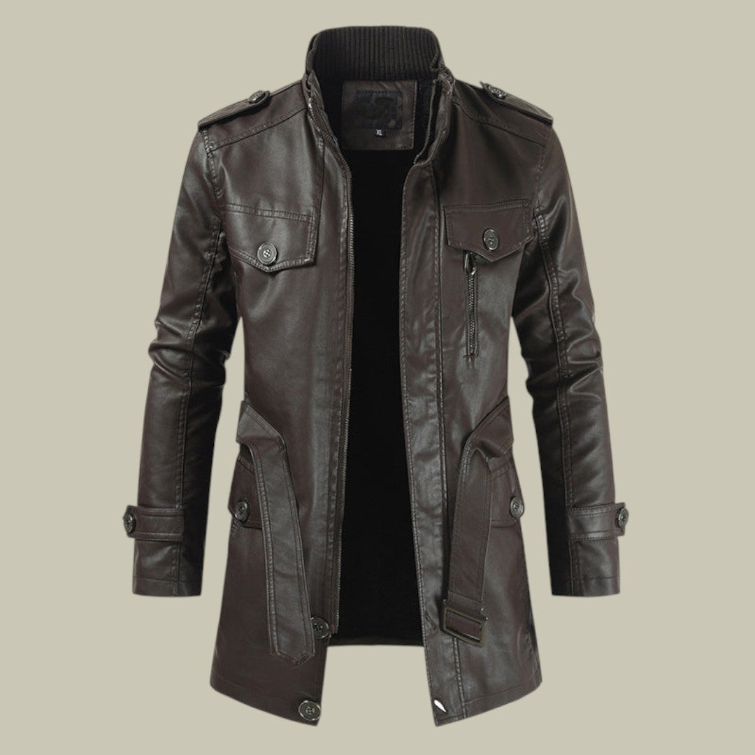 Mens Leather Trench Coat Long