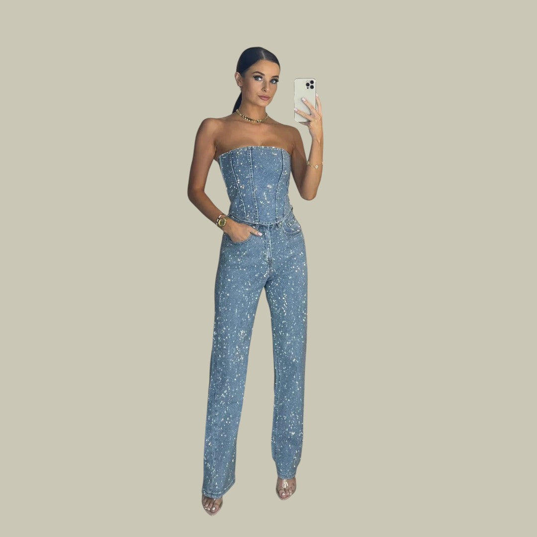 Womens Glitter Jumpsuit Party