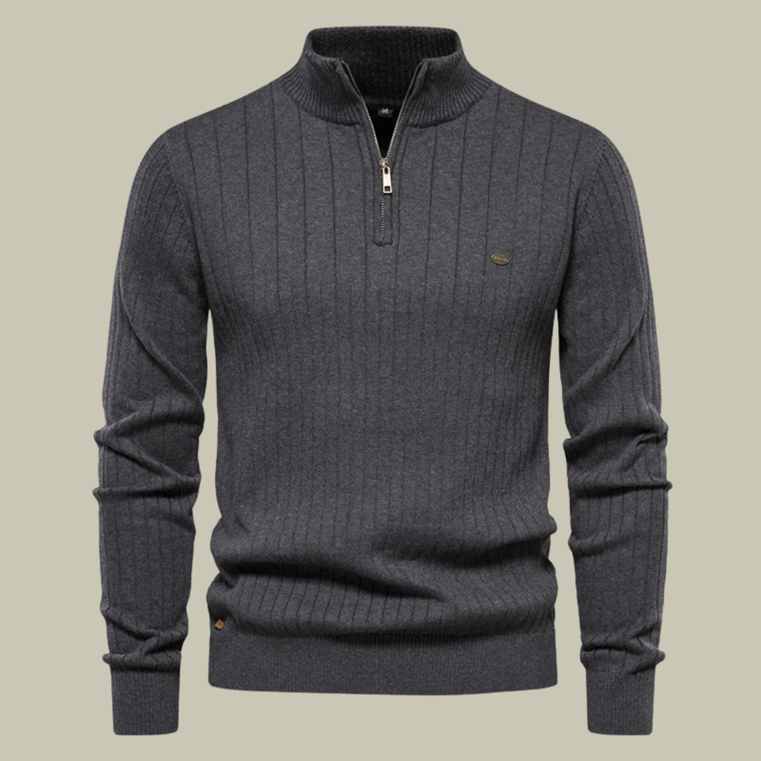 Lux & Classy • Men's Half Zip Ribbed Sweater