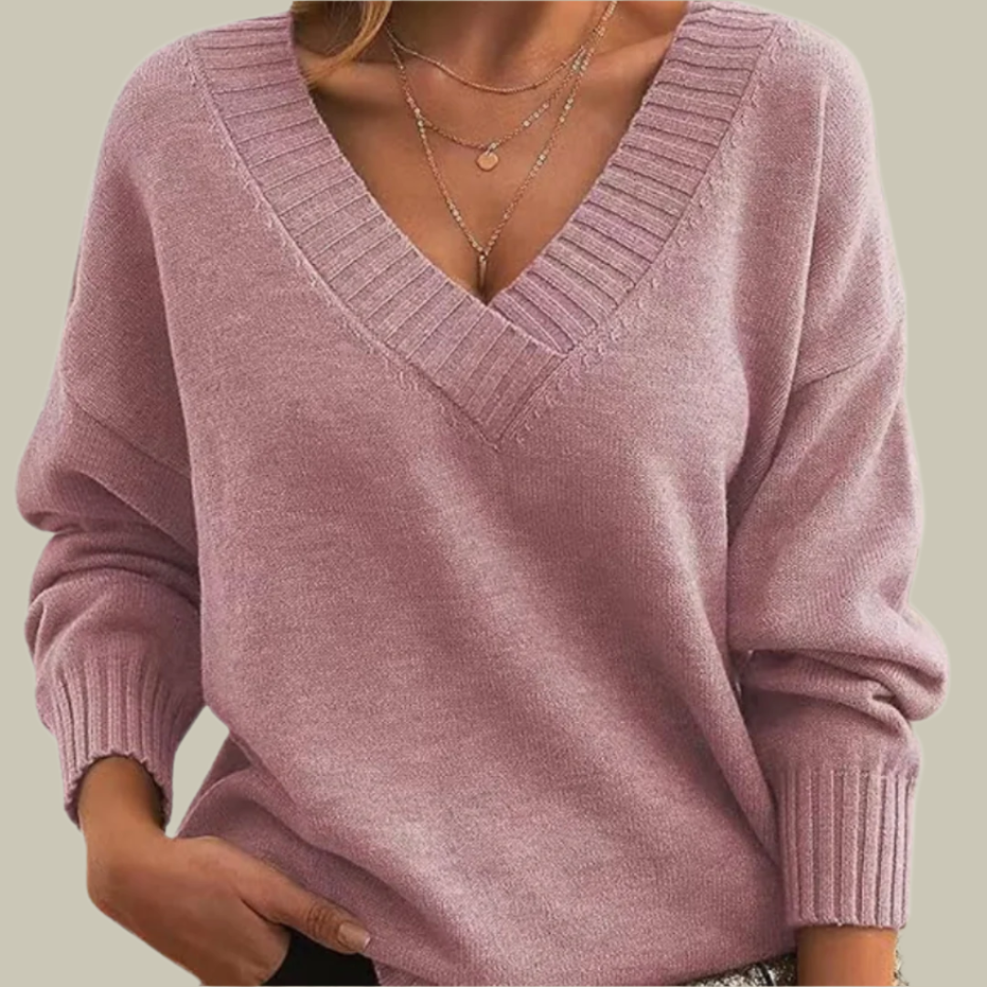Chic V-Neck Pure Cashmere Sweater