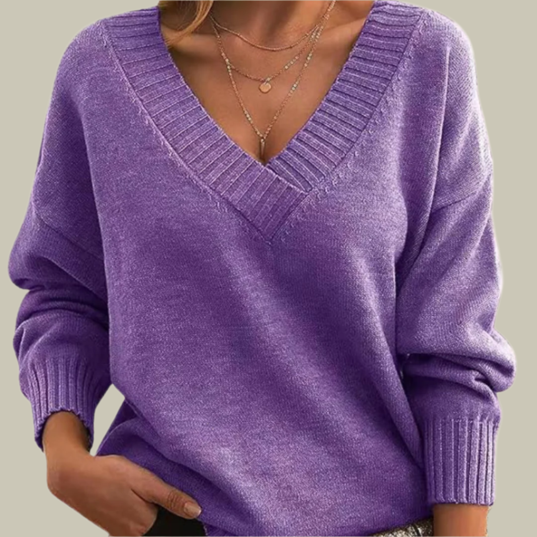 Chic V-Neck Pure Cashmere Sweater