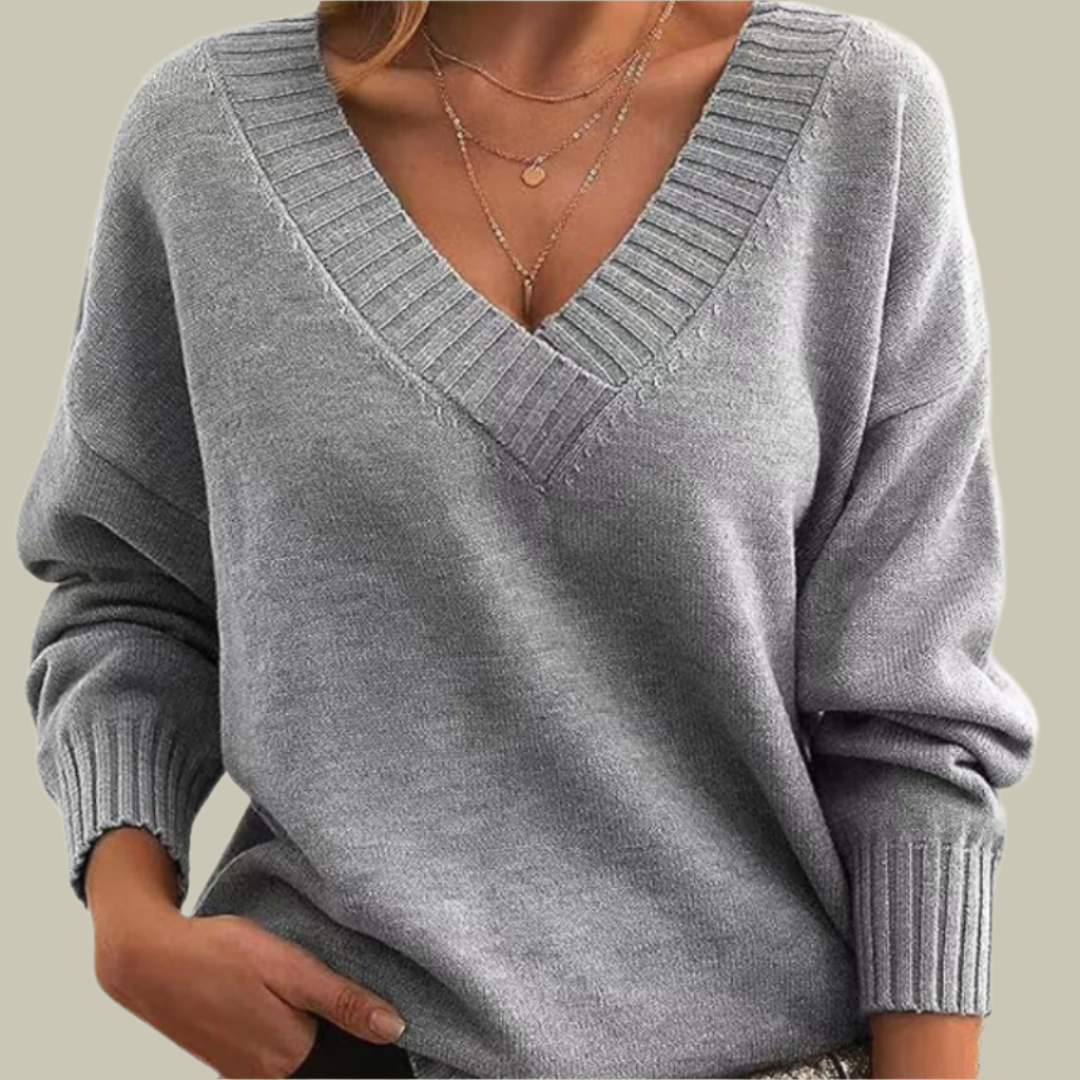 Chic V-Neck Pure Cashmere Sweater