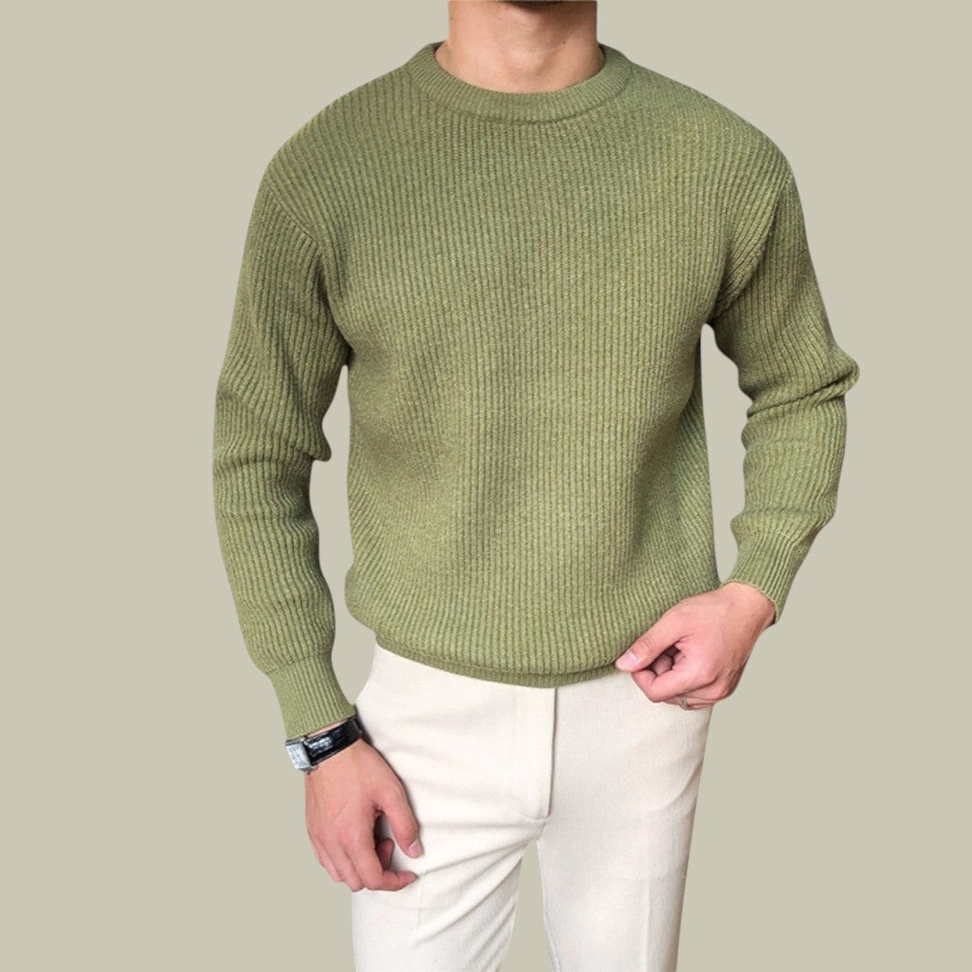 Mens Sweater Knitted Ribbed