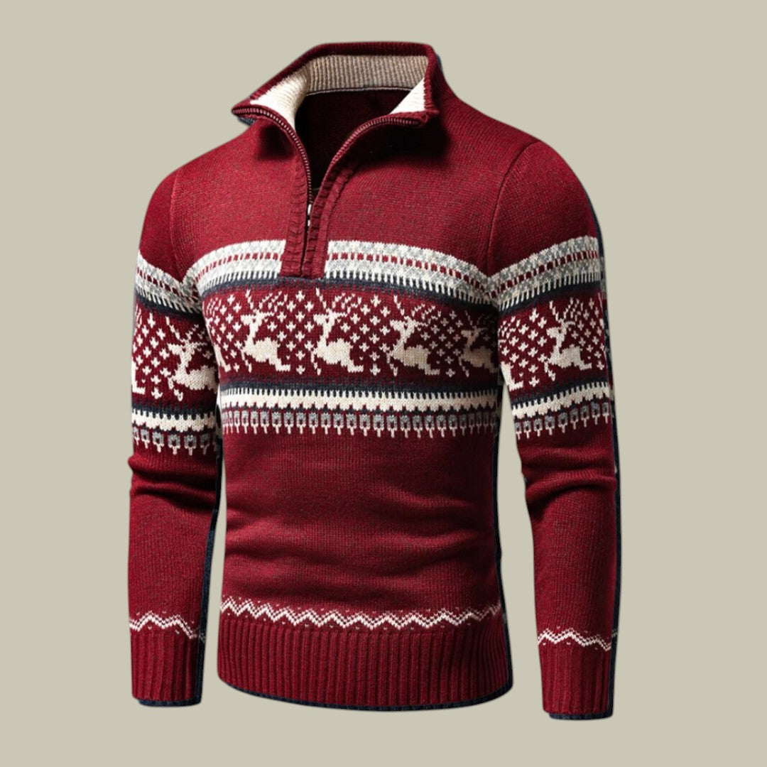 Mens Christmas Sweater Half Zipper