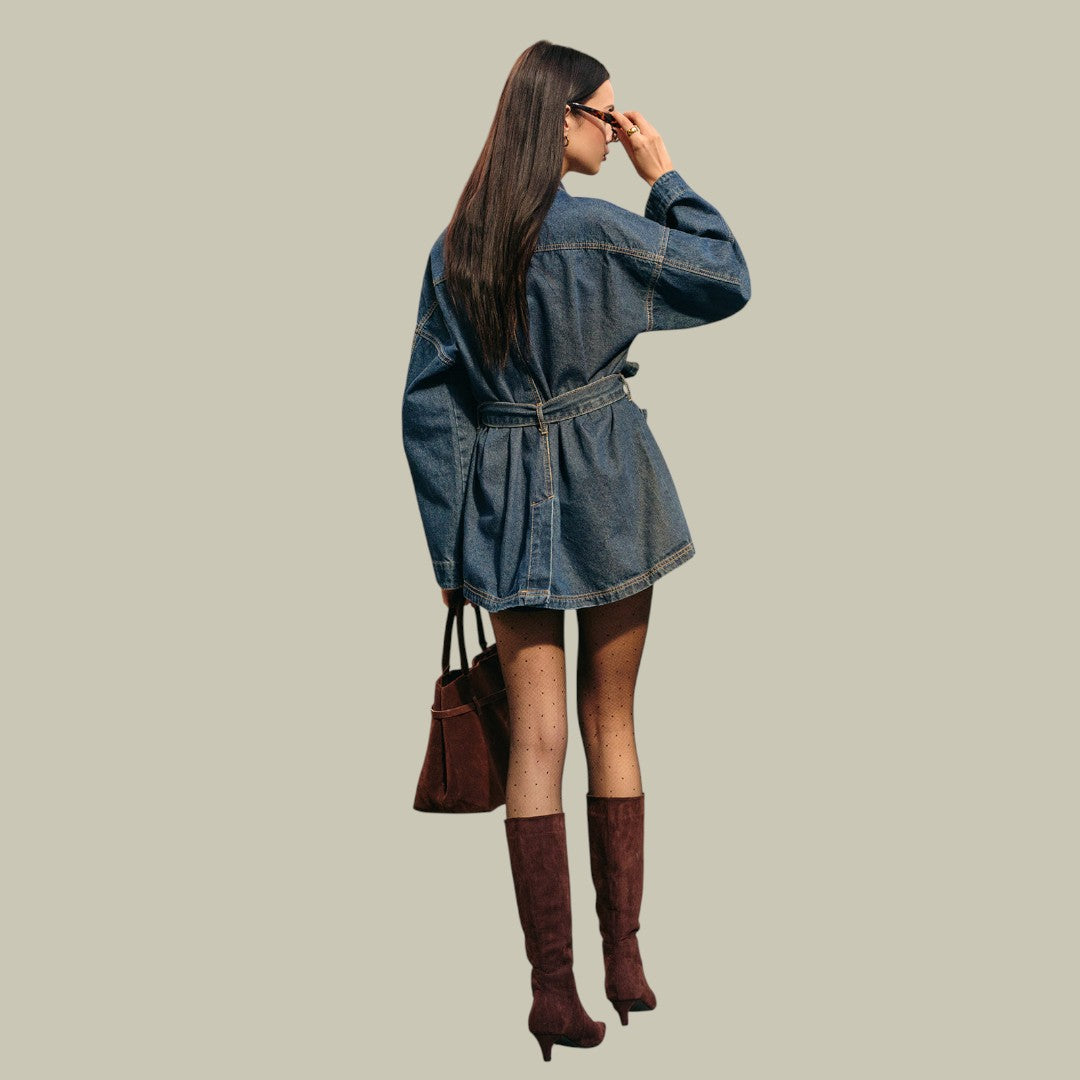 Womens Denim Jacket Belted