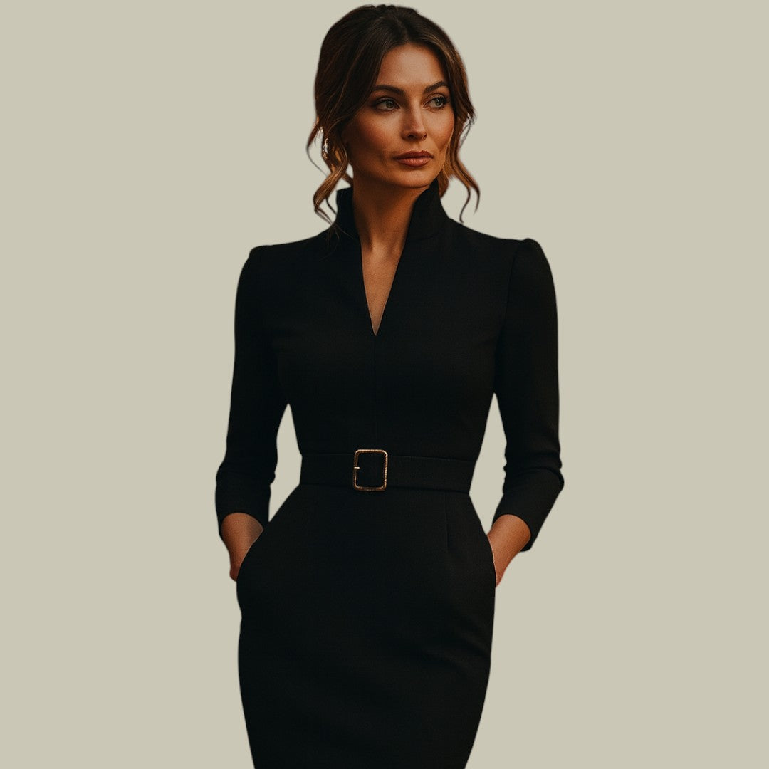 Womens Dress Belted Black