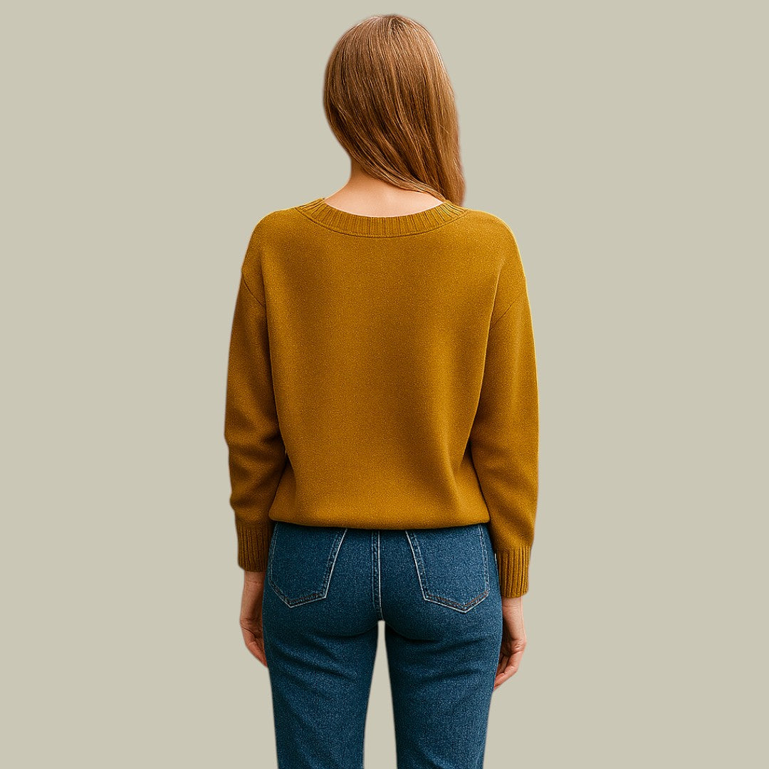 Lux & Classy • Chic V-Neck Pure Cashmere Sweater