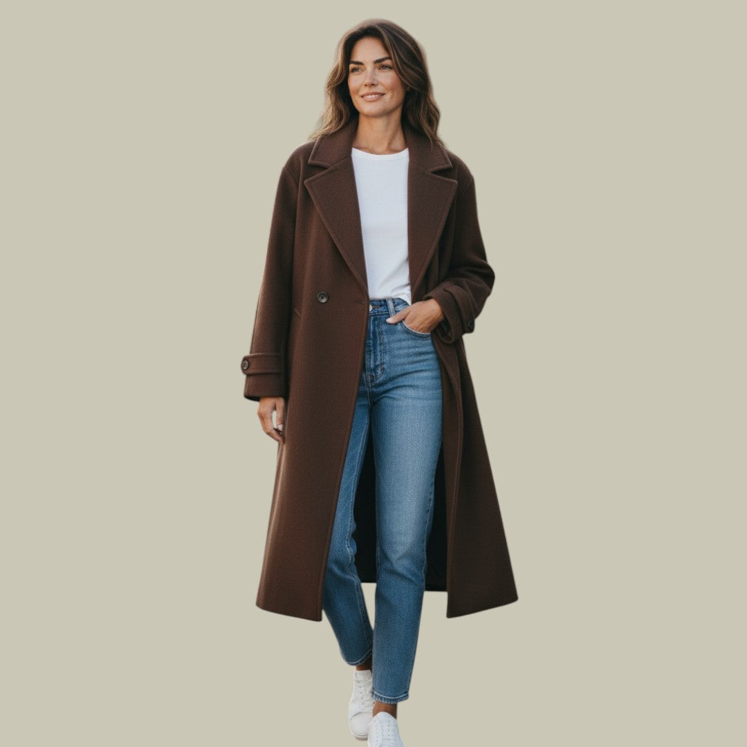Womens Long Winter Coat Brown