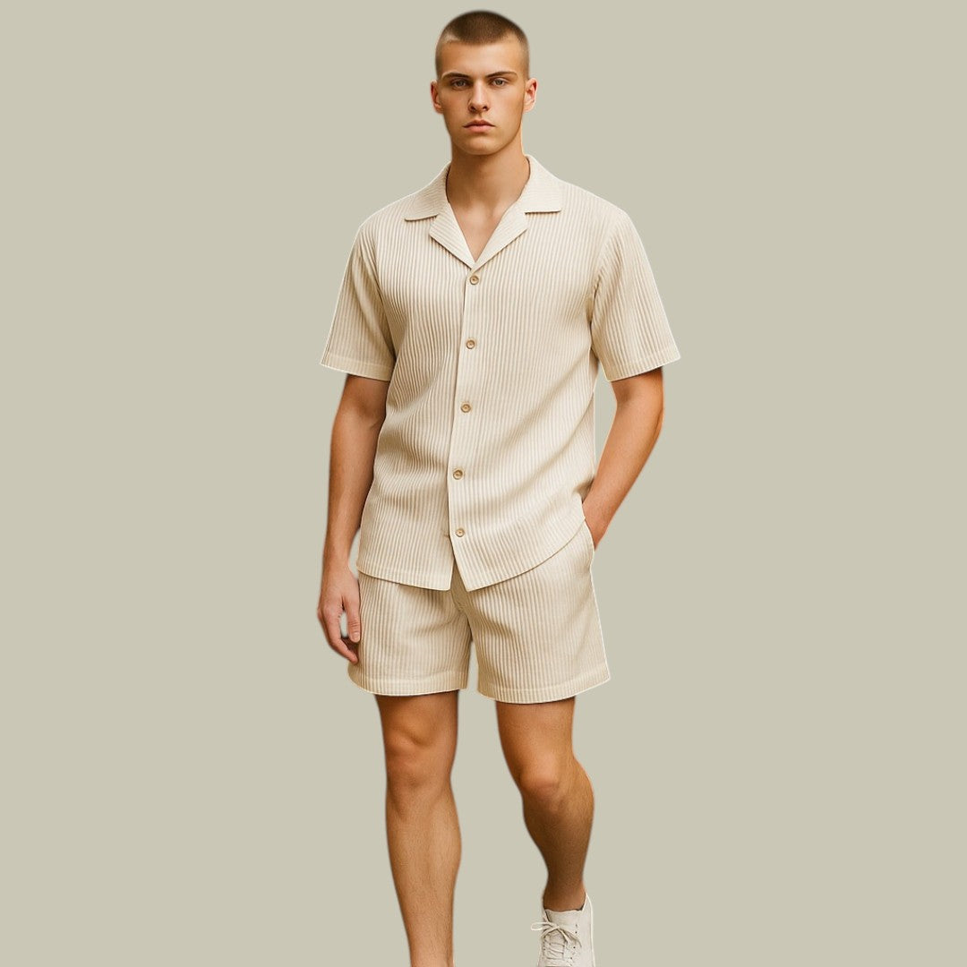 Lux & Classy • Men's Stylish Corduroy Polo Shirt and Short