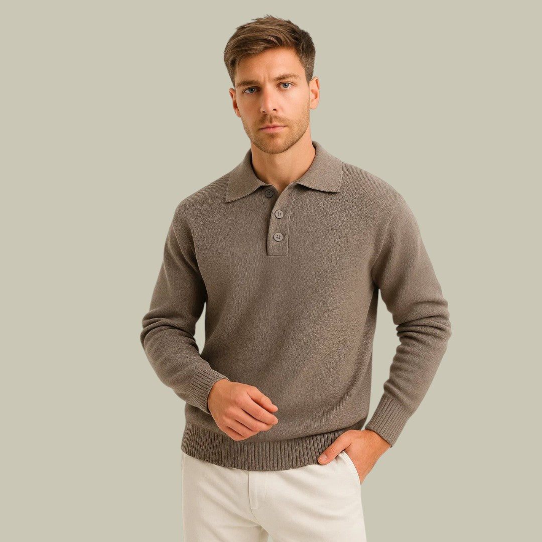 Mens Polo Sweater Long Sleeve