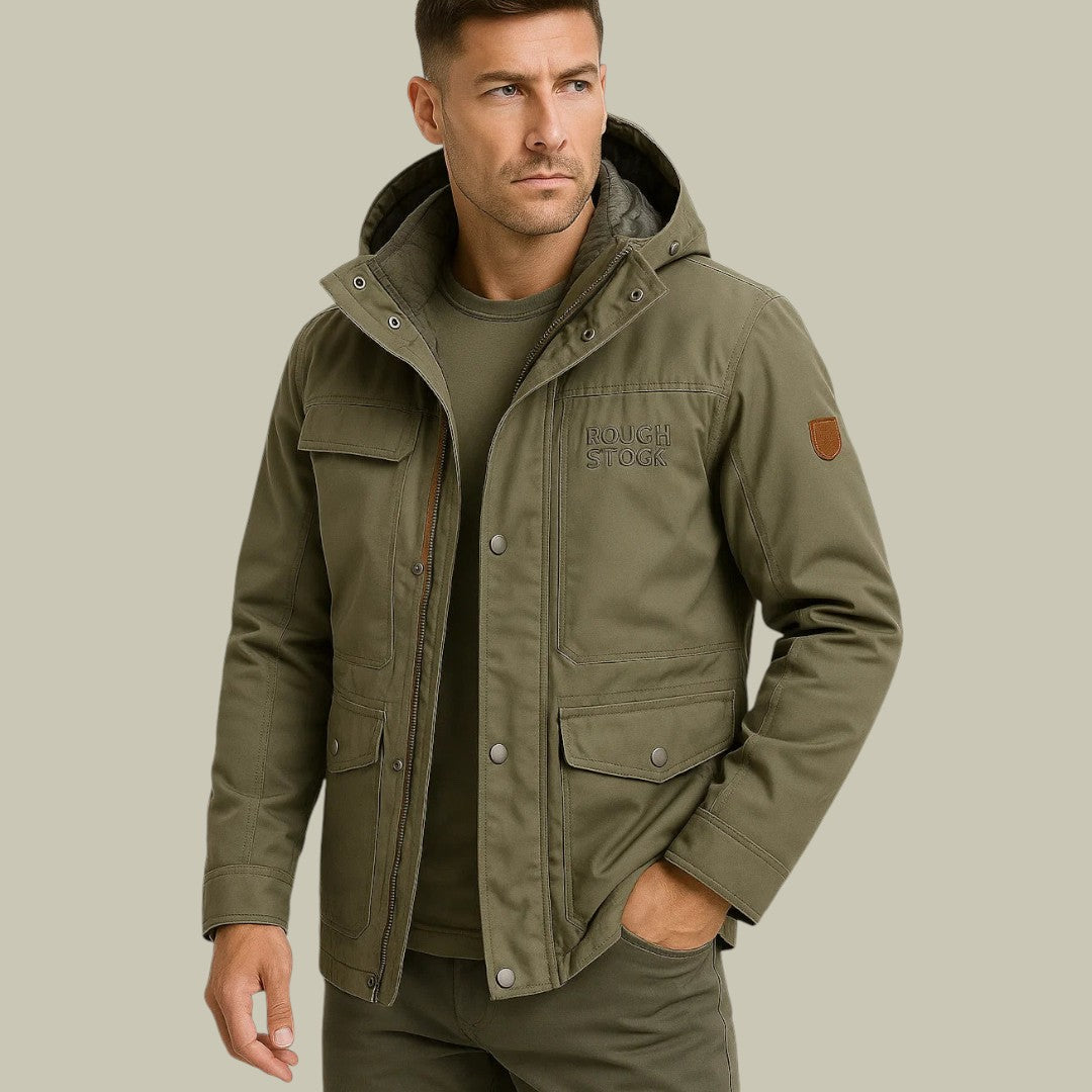 Mens Outdoor Jacket Hooded Pockets