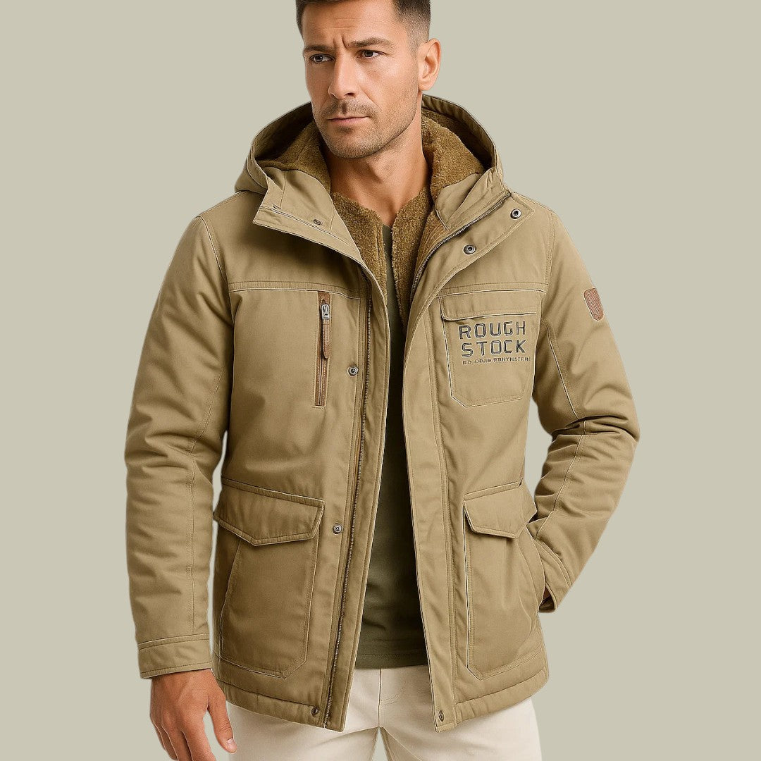 Mens Outdoor Jacket Hooded Pockets