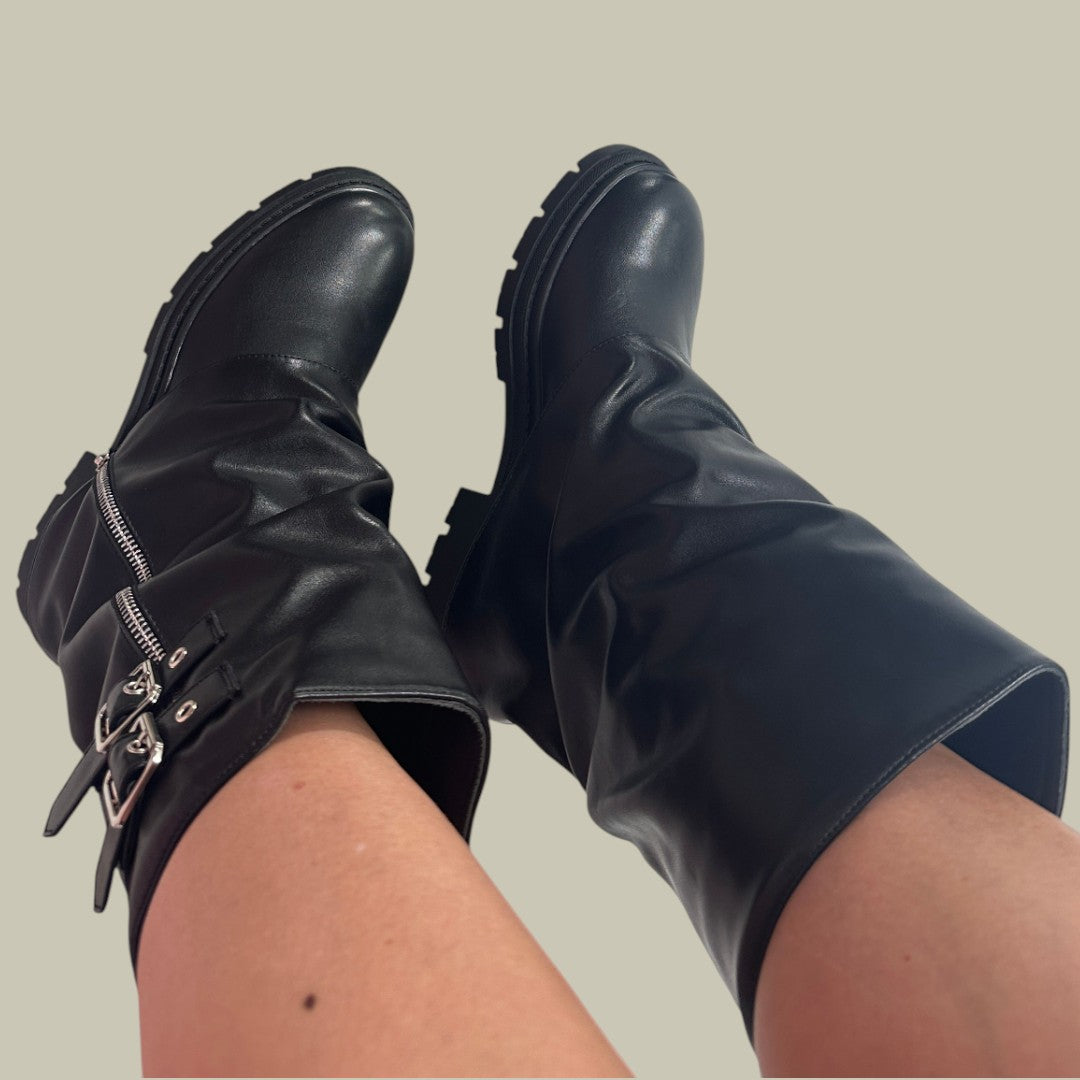 Womens Boots Zip-Up Cover Black