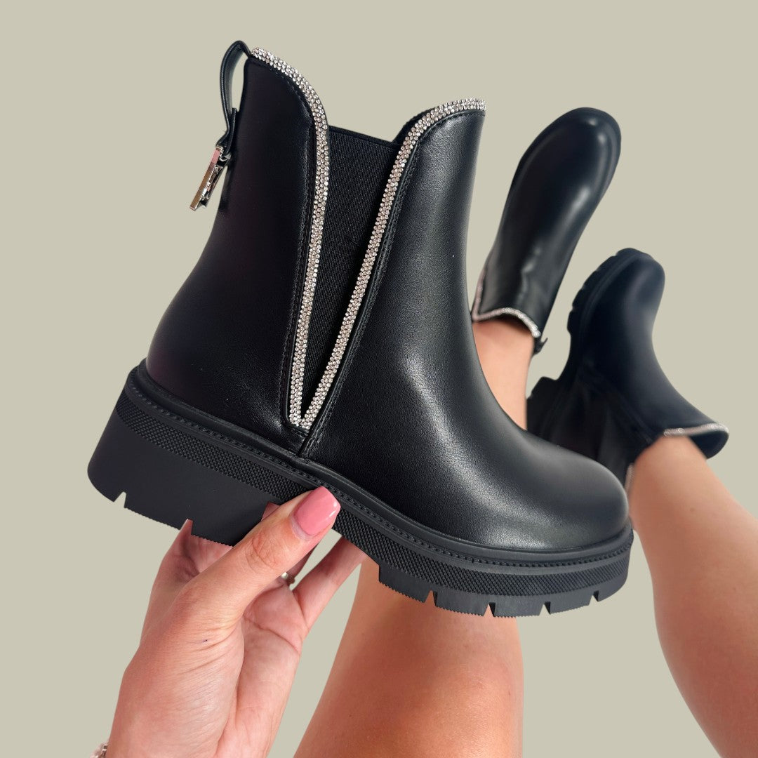 Leather Boots Black for Womens