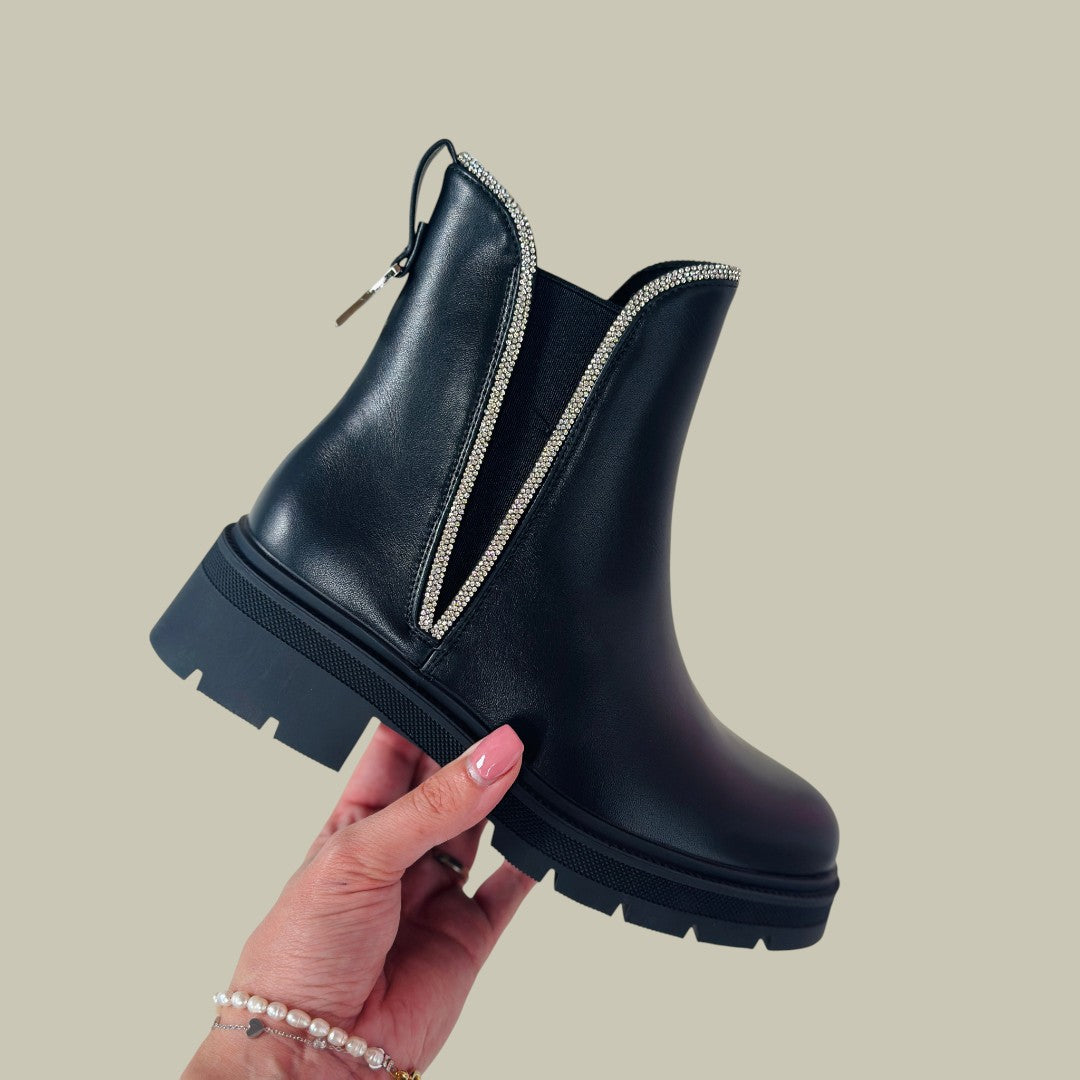 Leather Boots Black for Womens