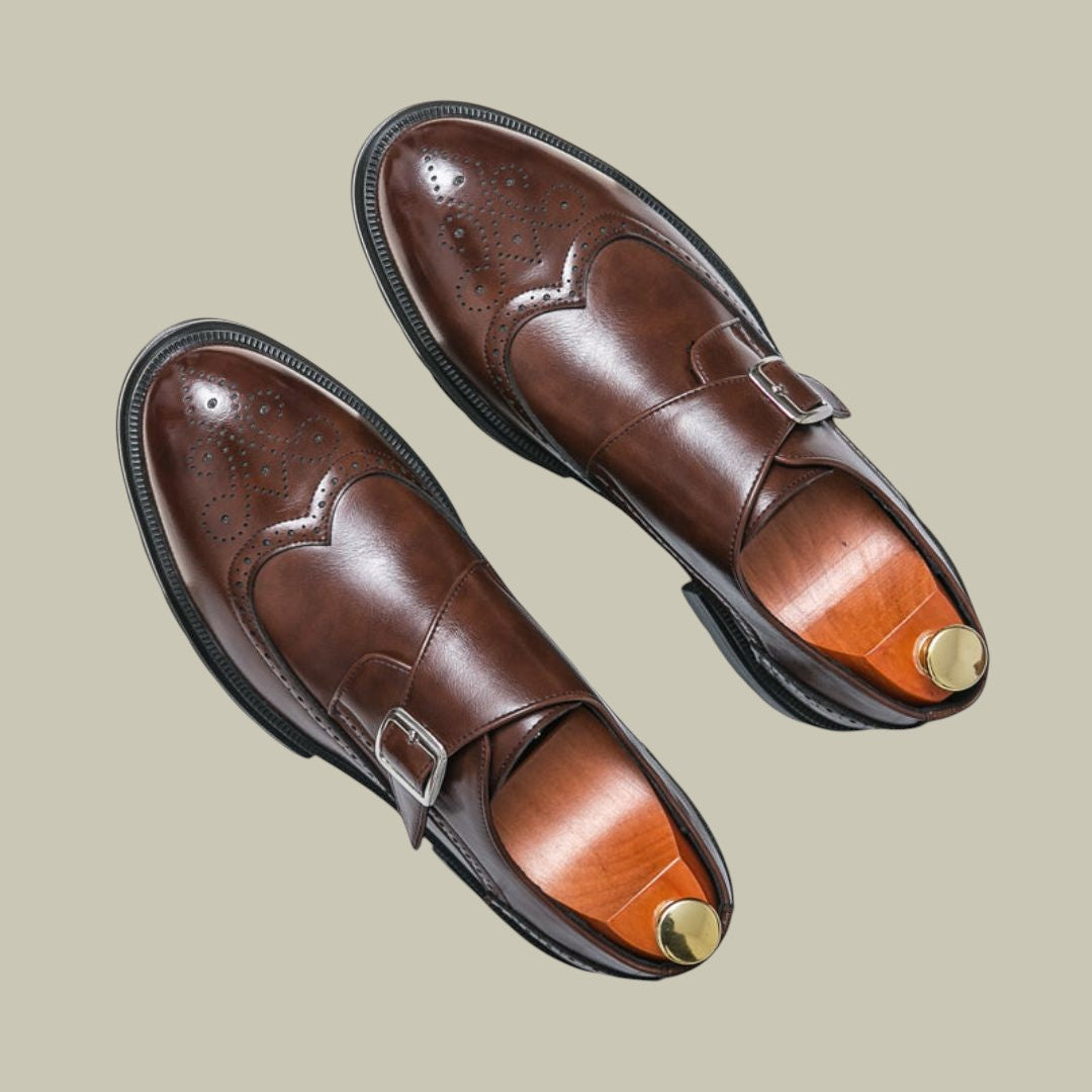 Mens Monk Strap Brogue Shoes