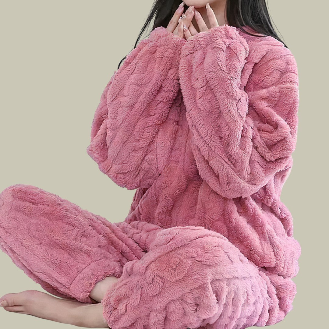 Womens Warm Fleece Pajama Set