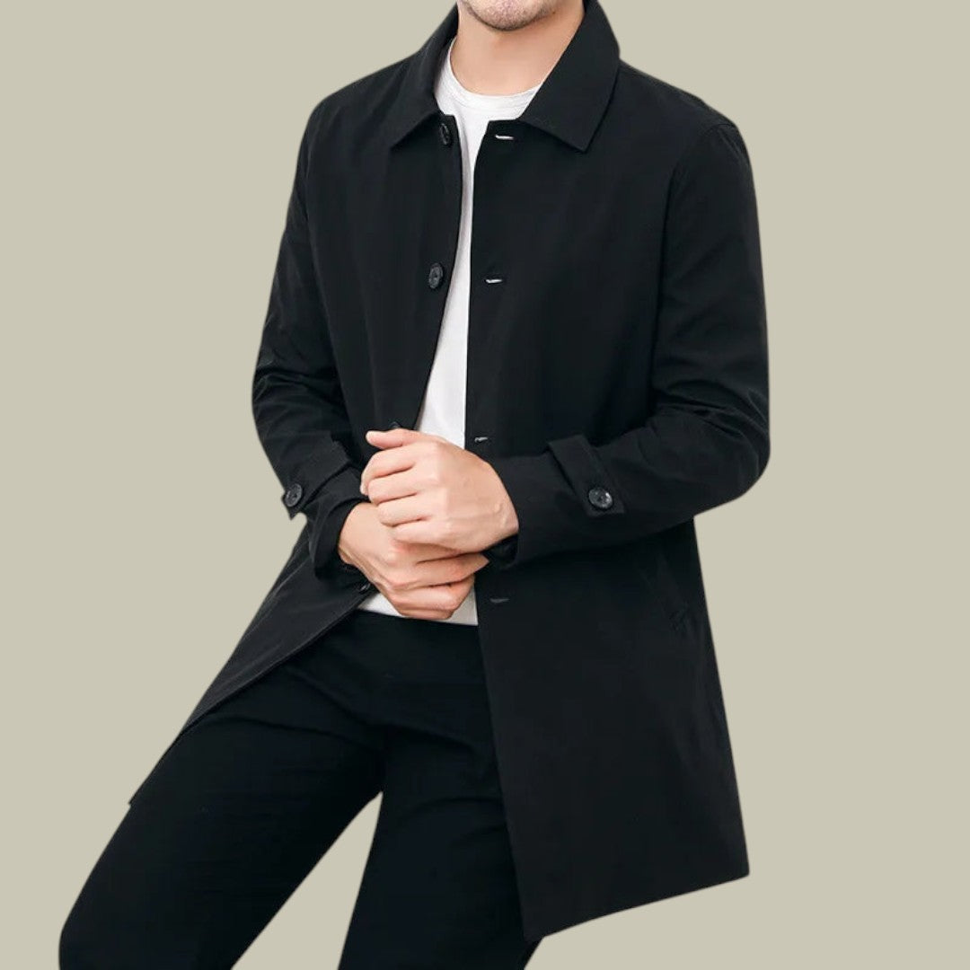 Mens Old Money Long Windbreaker Autumn