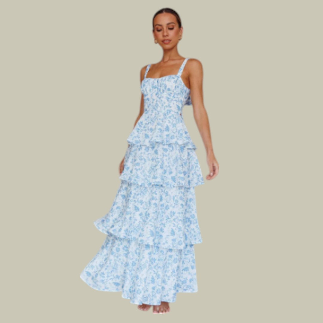 Lux & Classy • Women’s Ruffle Skirt Maxi Dress