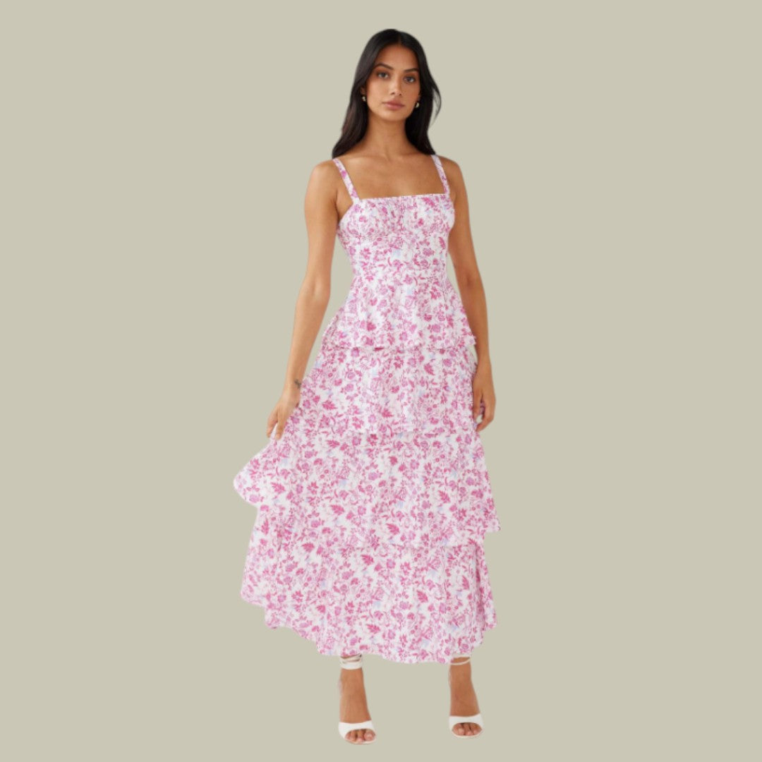 Lux & Classy • Women’s Ruffle Skirt Maxi Dress