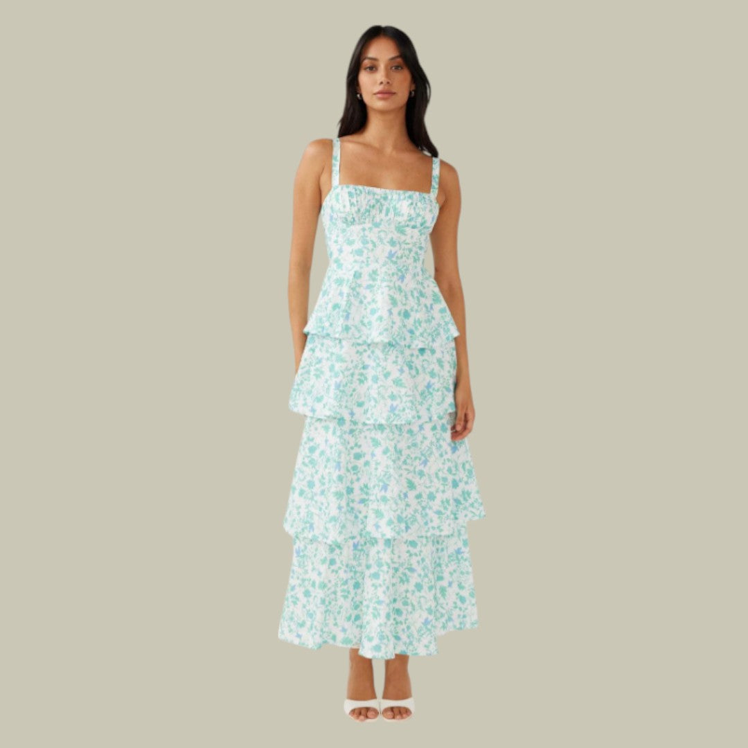 Lux & Classy • Women’s Ruffle Skirt Maxi Dress