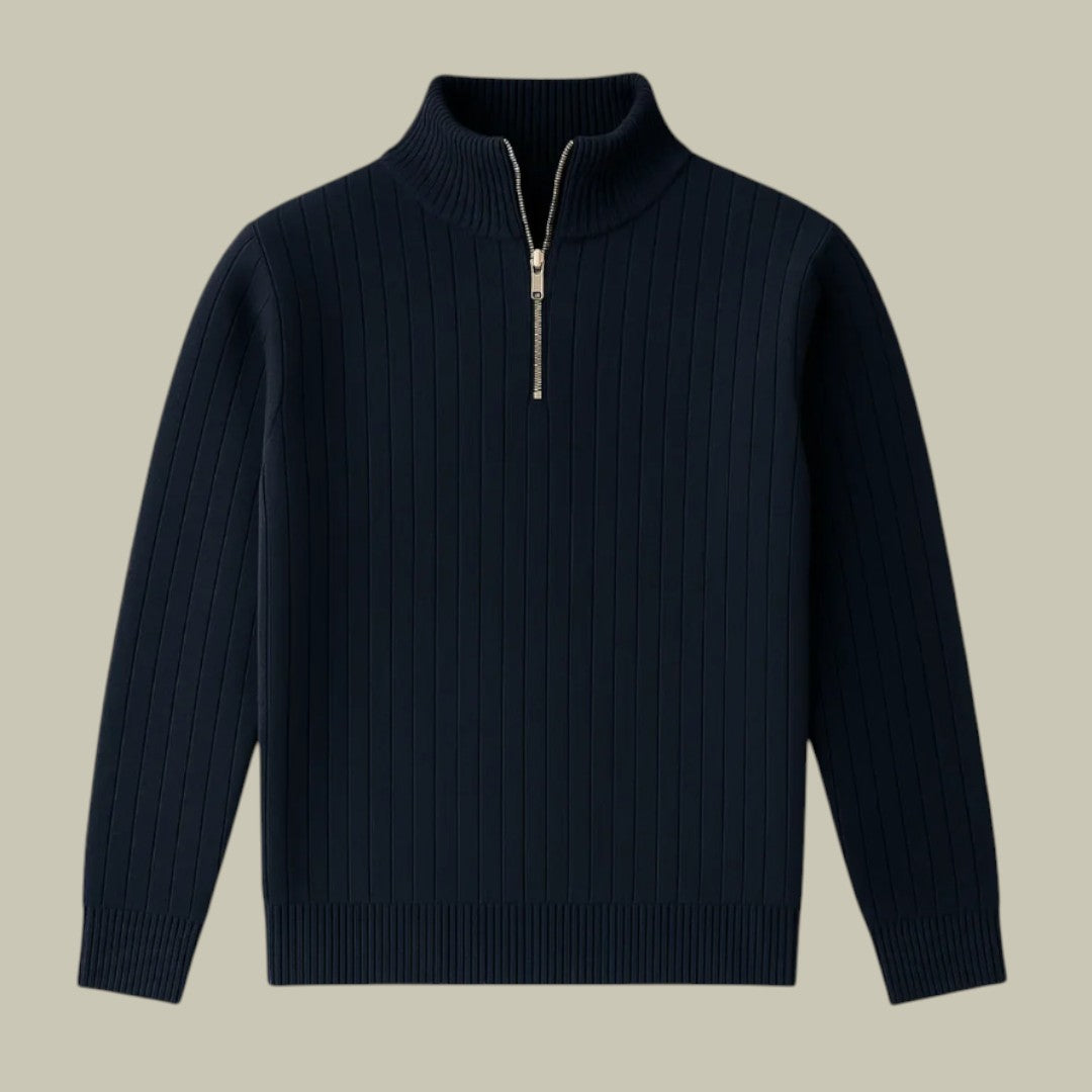 Lux & Classy • Men’s Casual Half-Zip Ribbed Sweater
