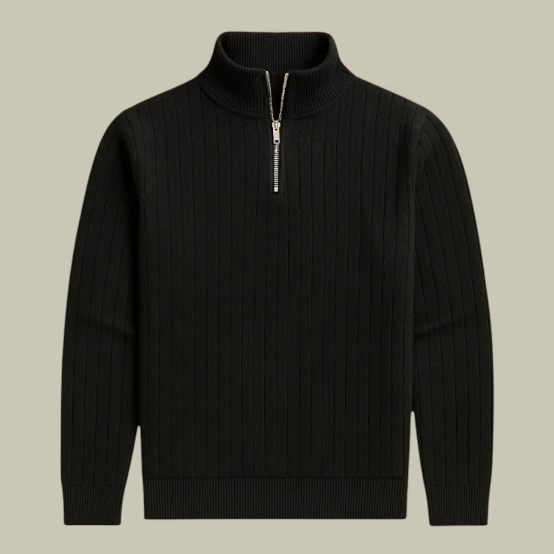 Lux & Classy • Men’s Casual Half-Zip Ribbed Sweater