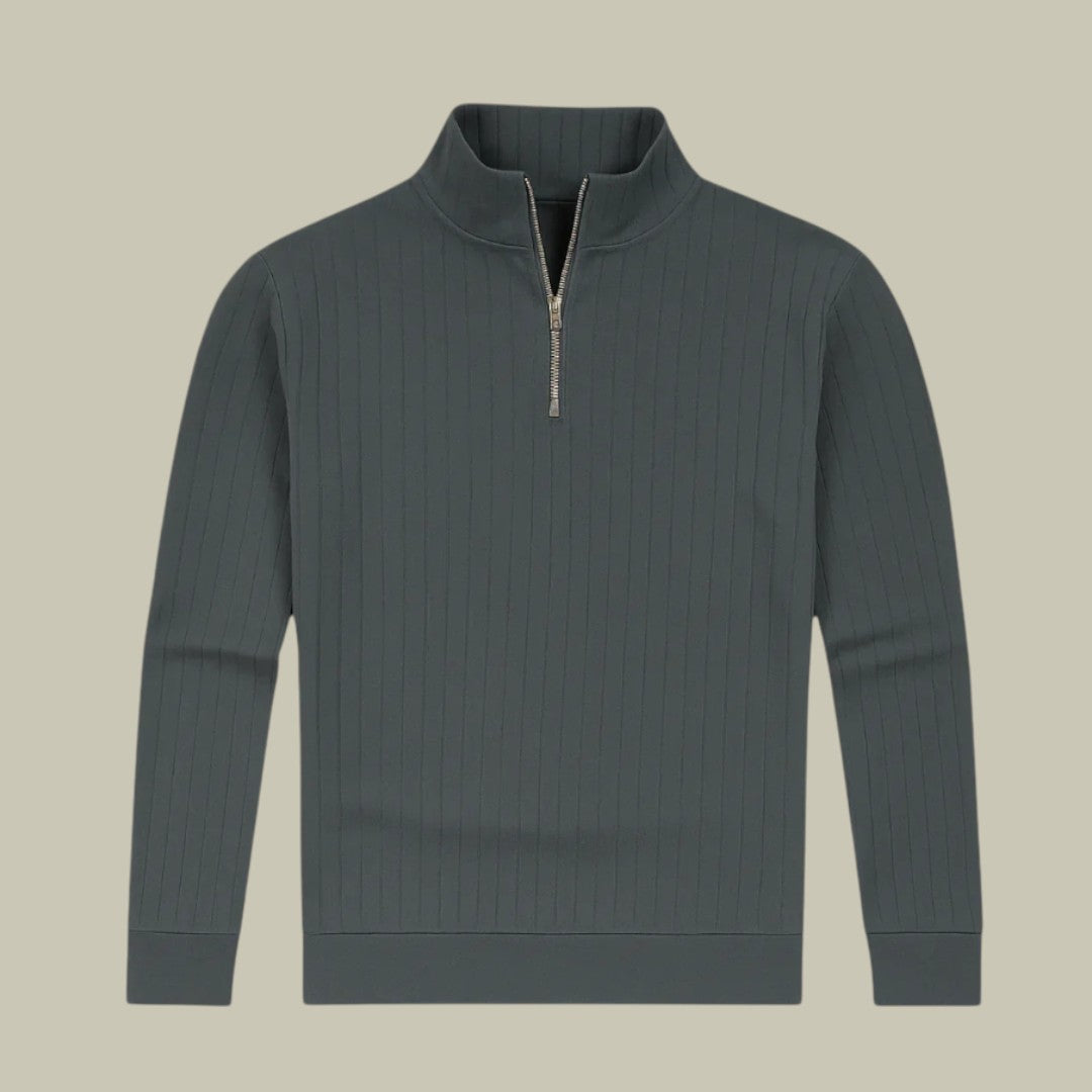 Lux & Classy • Men’s Casual Half-Zip Ribbed Sweater