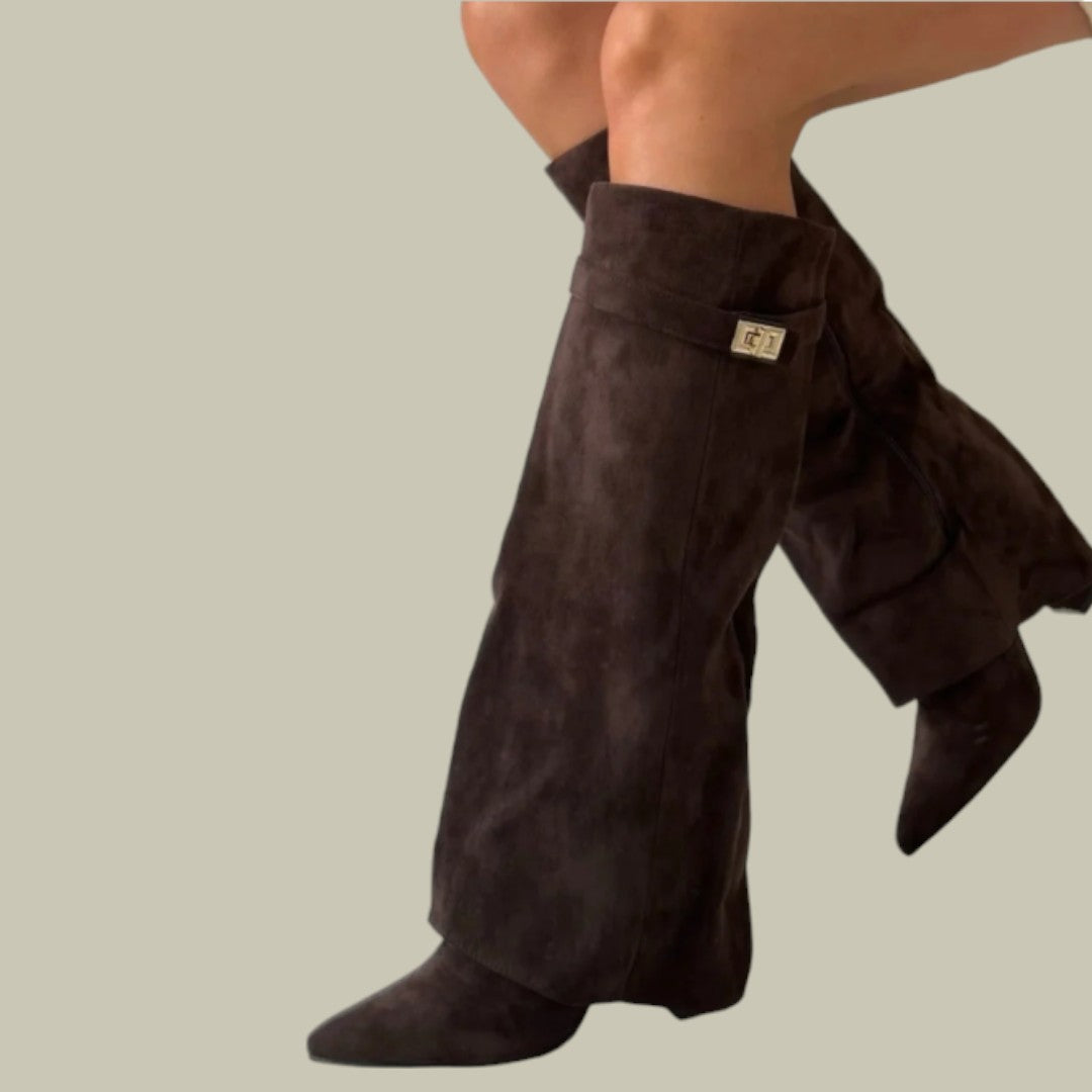 Womens Suede Heel Boots