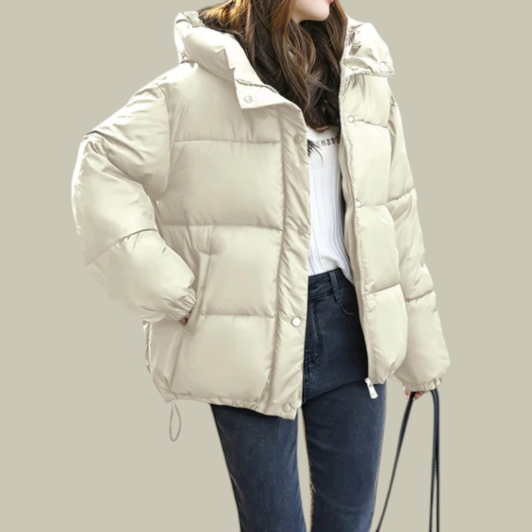 Womens Short Puffer Jacket Padded Hooded