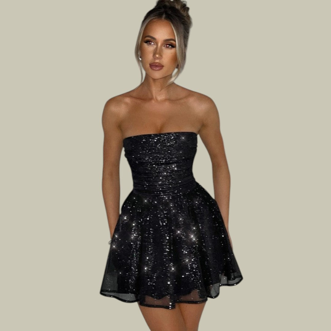 Womens Glitter Dress Strapless NYE/Christmas