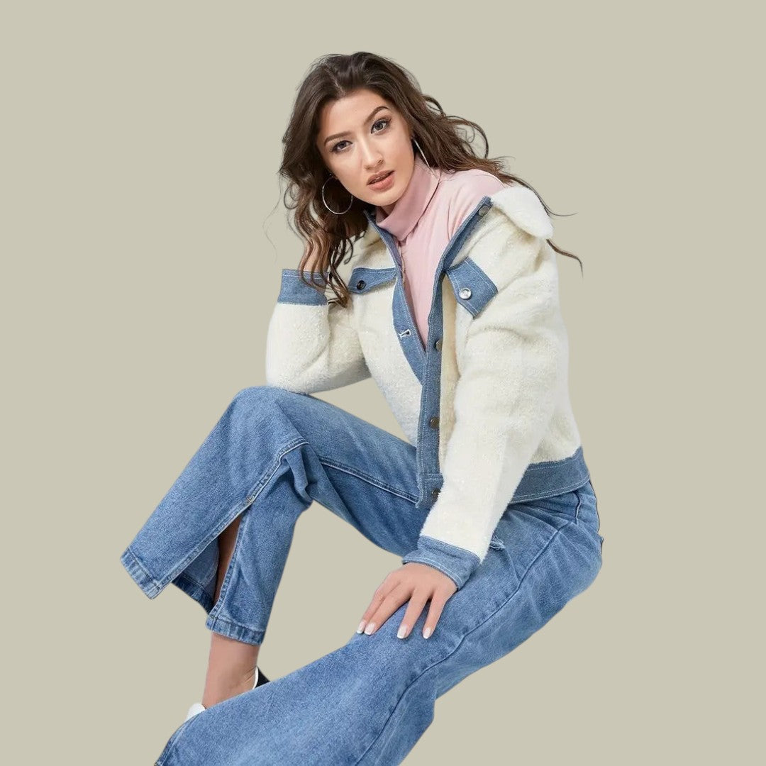Womens Jacket Fleece Denim