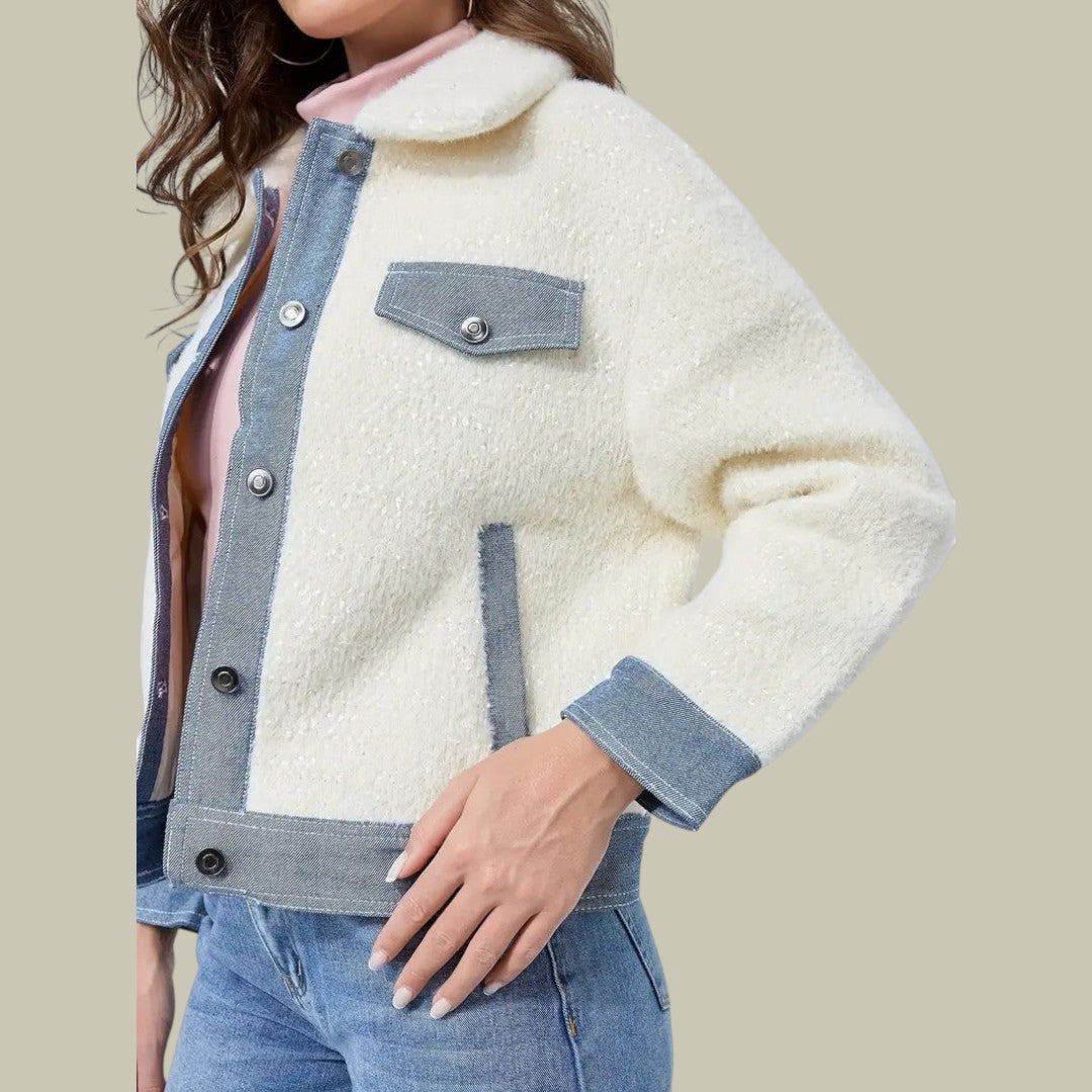 Womens Jacket Fleece Denim