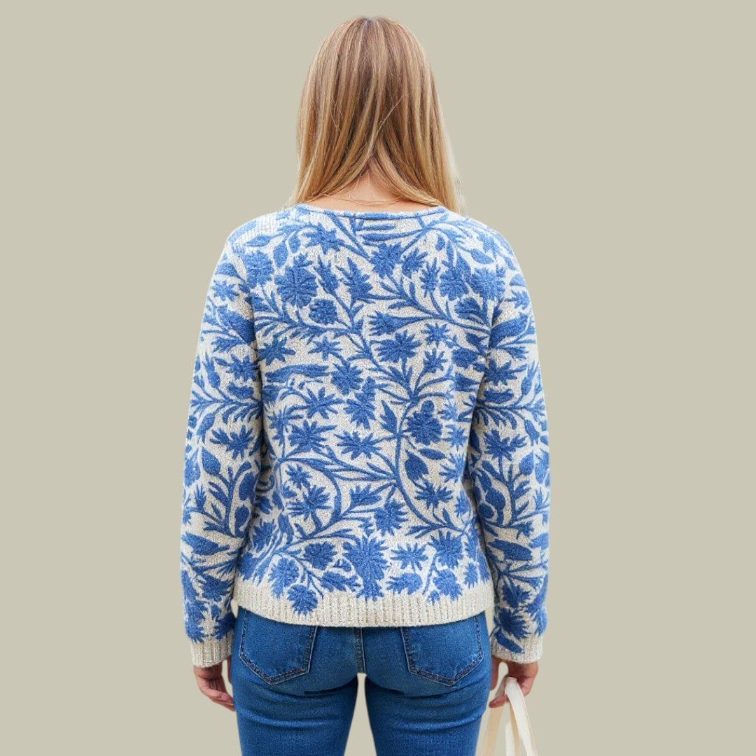 Womens Cardigan Warm Knitted Floral