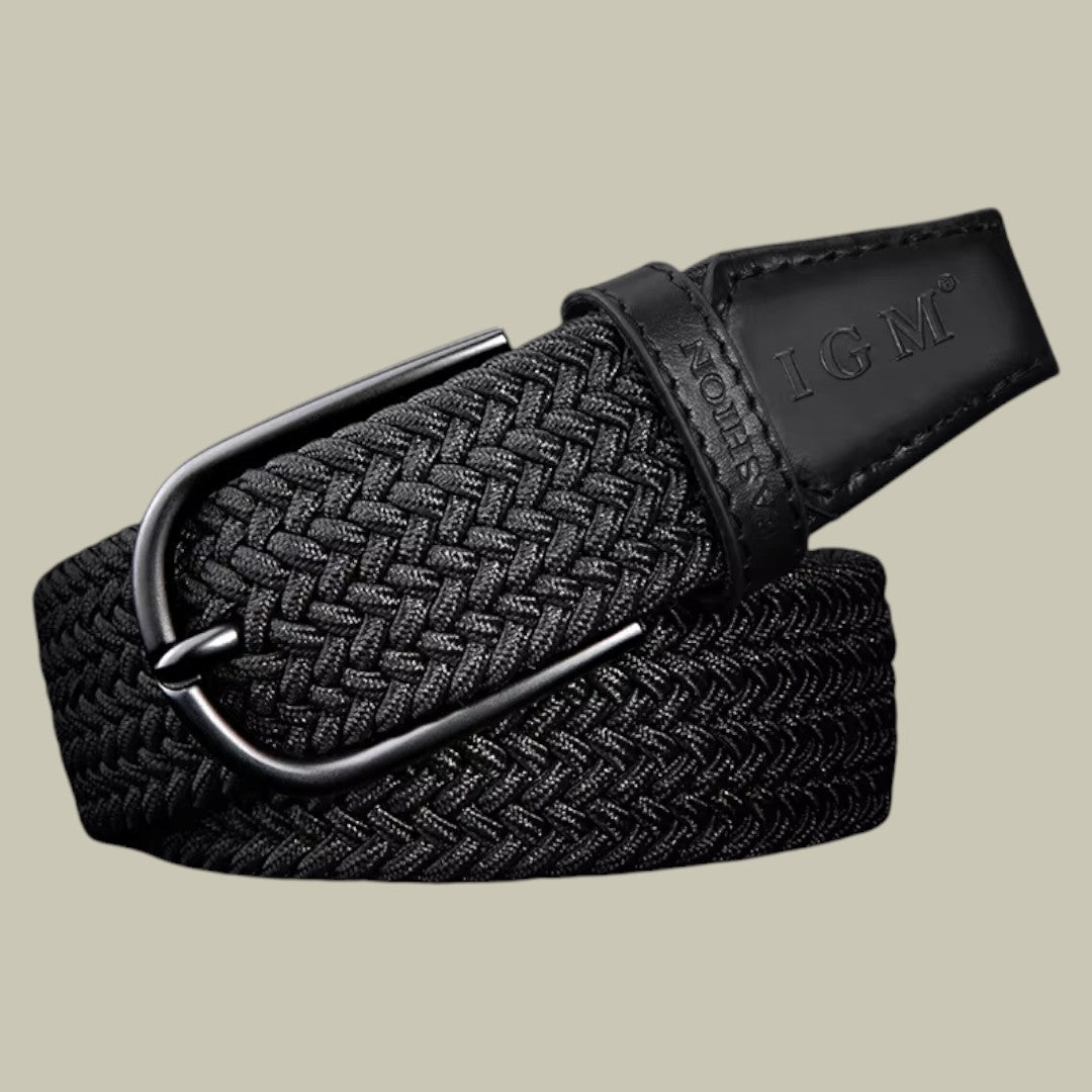 Mens Cowhide Braided Elastic Belt