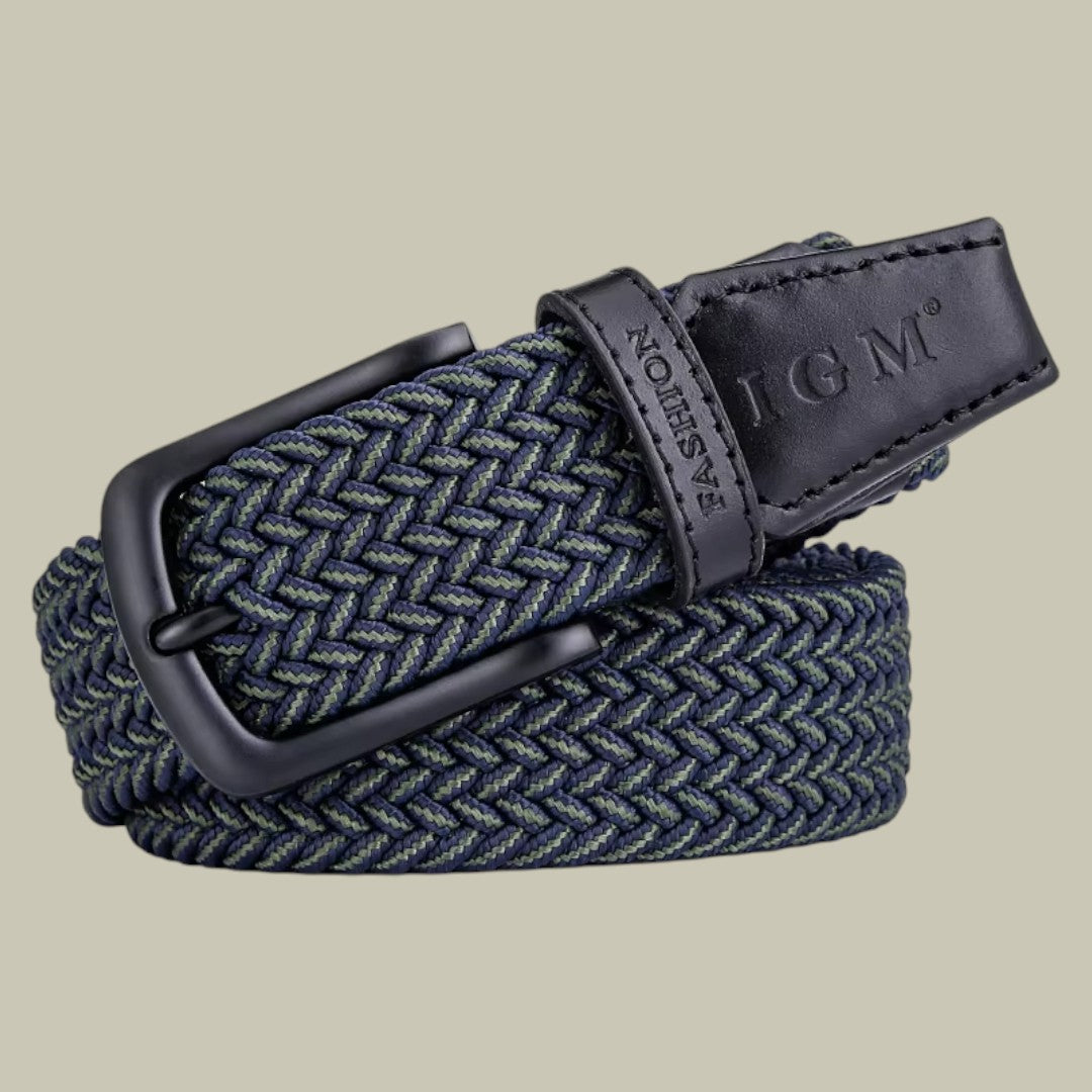 Mens Cowhide Braided Elastic Belt