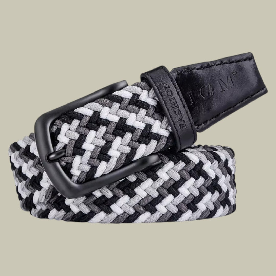 Mens Cowhide Braided Elastic Belt
